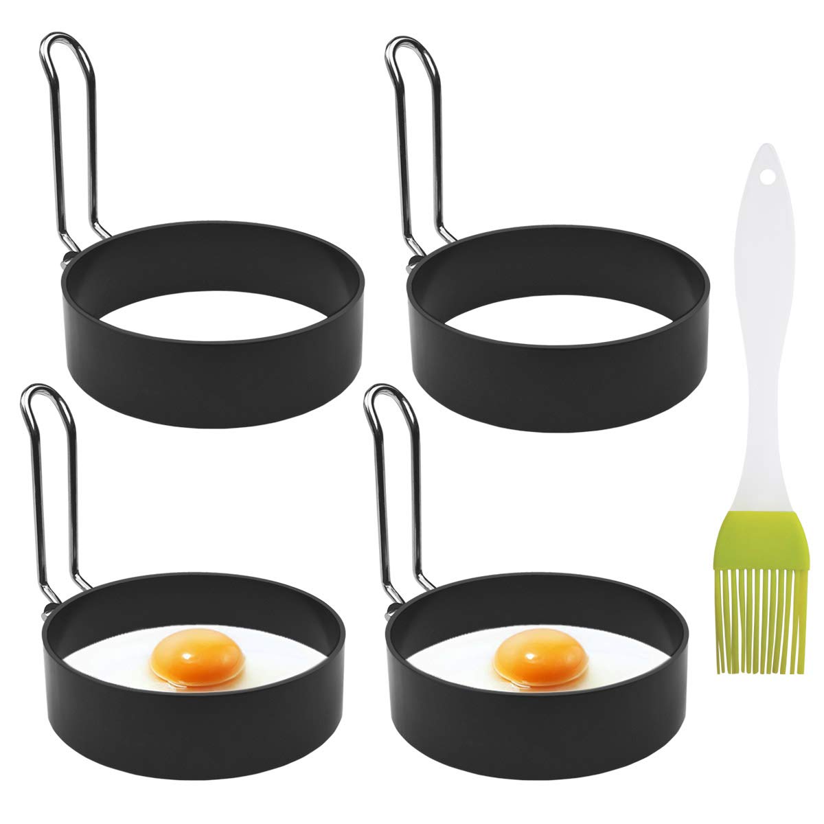 4 Pack Stainless Steel Eggs Maker Non Stick Round Egg Cooker For Cooking Cooking Rings Shaper For Frying Pancake Sandwiches Meta