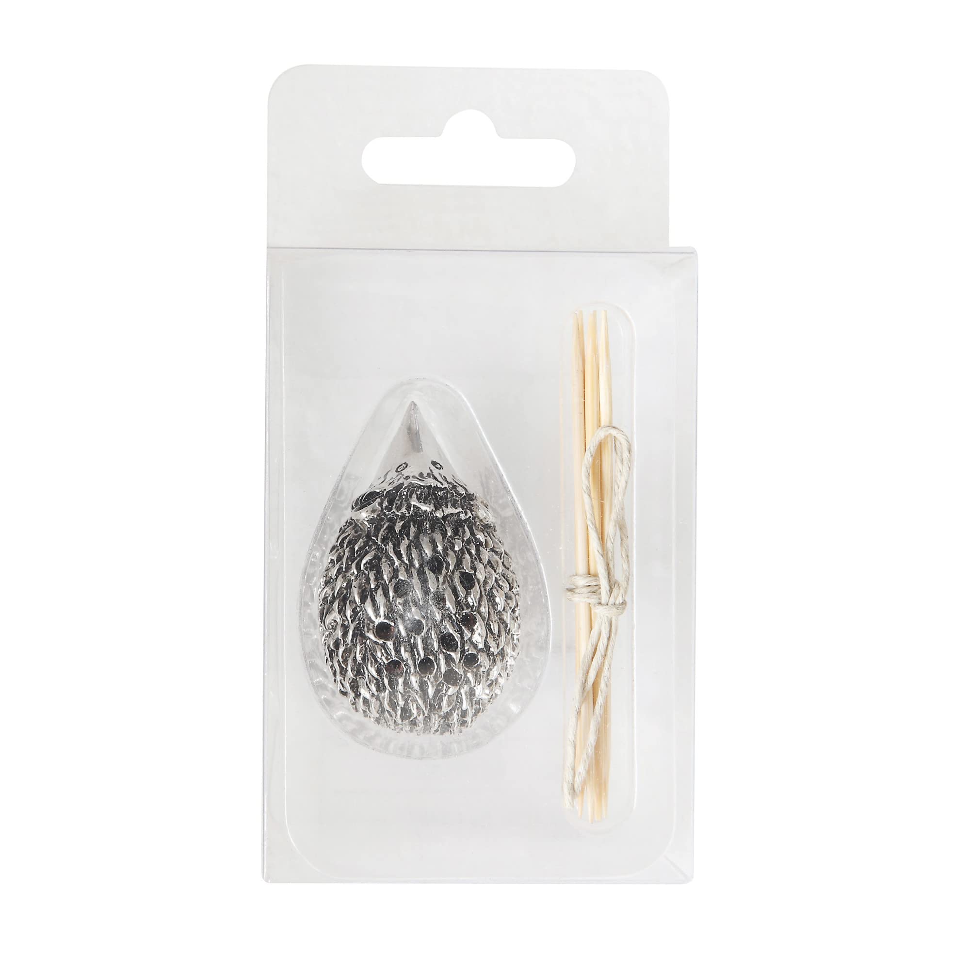 Creative Co-Op Hedgehog Toothpick Holder With Toothpicks, Silver