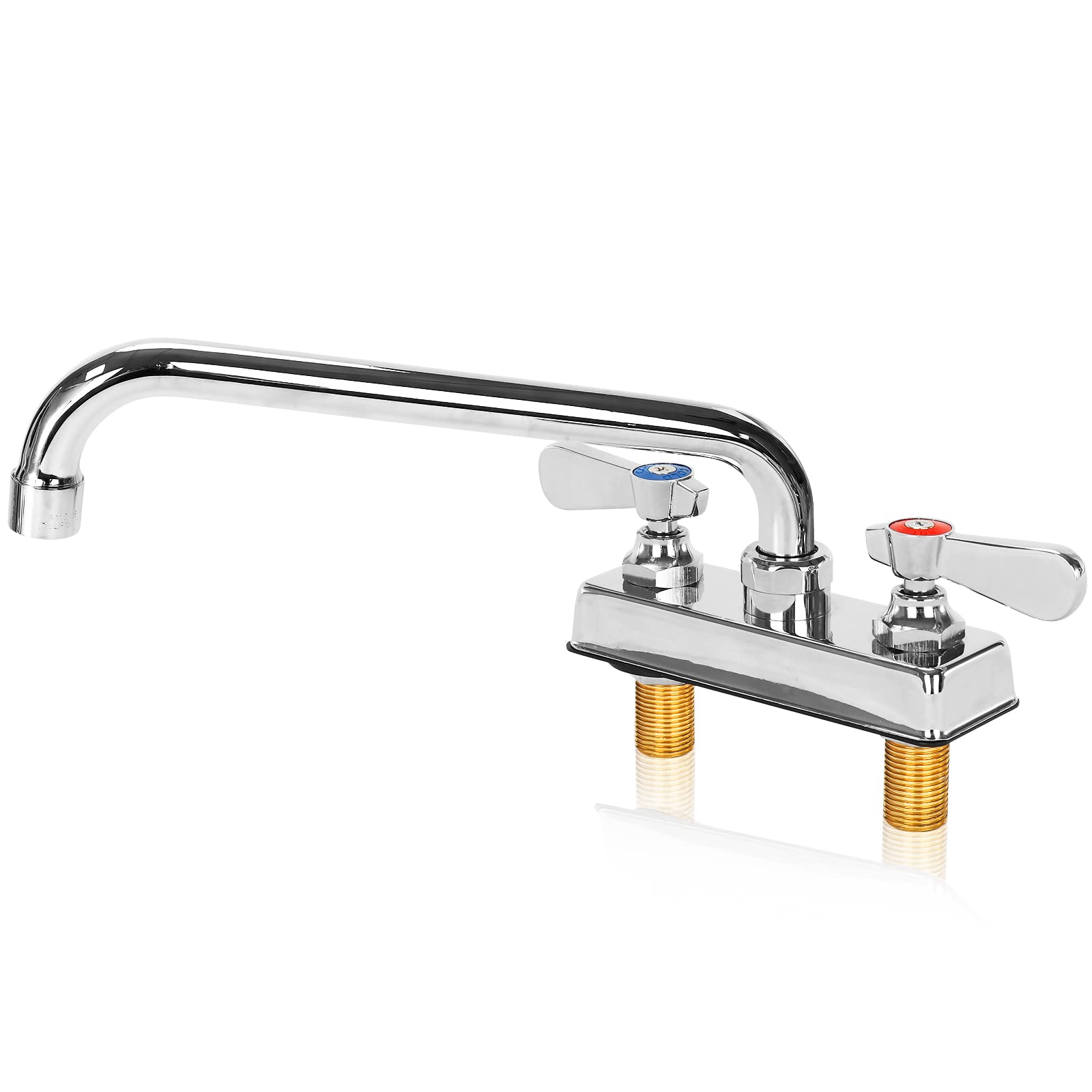 Commercial Bar Sink Faucet 4 Inch Center Deck Mount Bar Sink Faucet 2 Hole Brass Constructed & Chrome Polished With 10'' Swivel