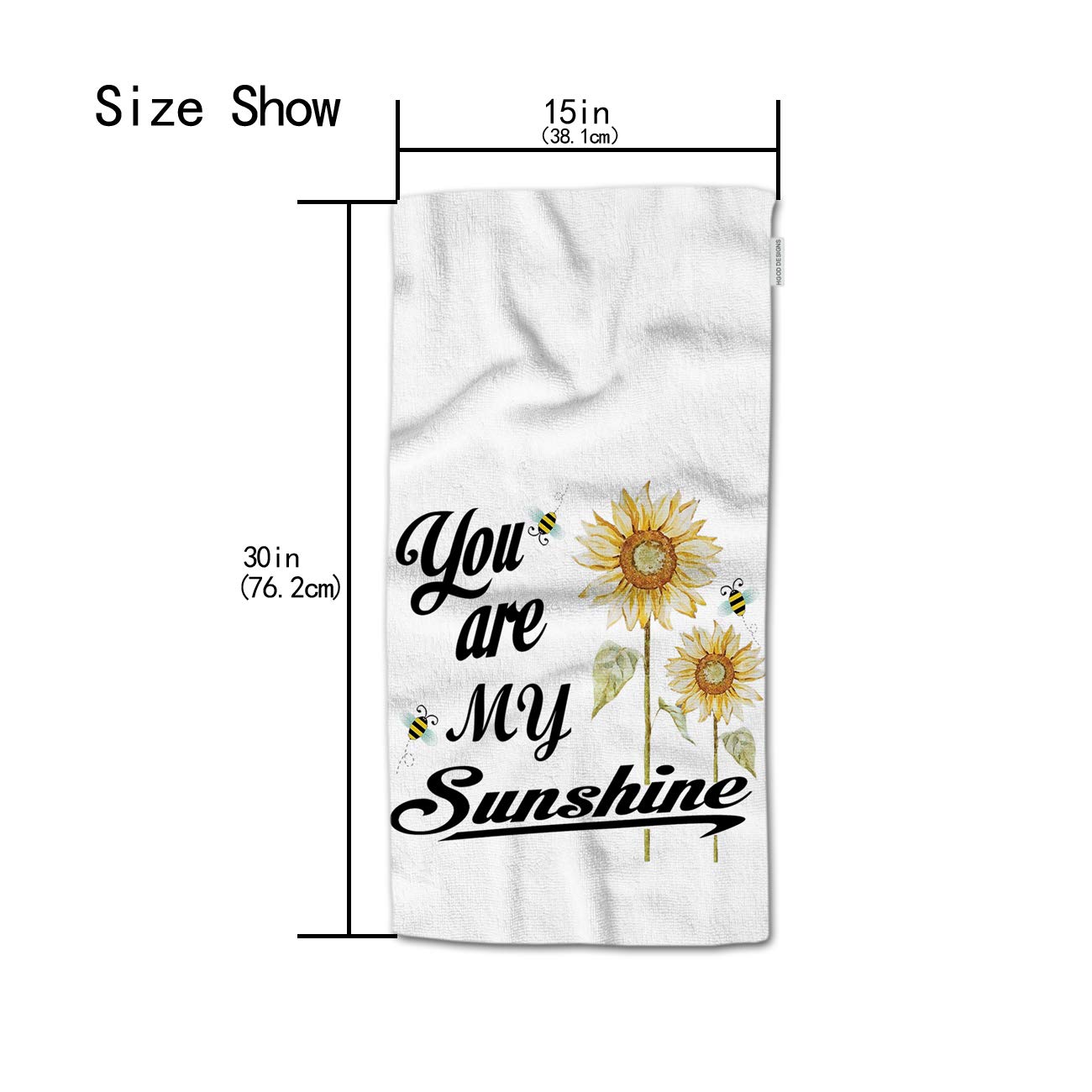 Hgod Designs Sunflower Quote Hand Towels,You Are My Sunshine With Bees And Yellow Sunflowers 100% Cotton Soft Bath Hand Towels F