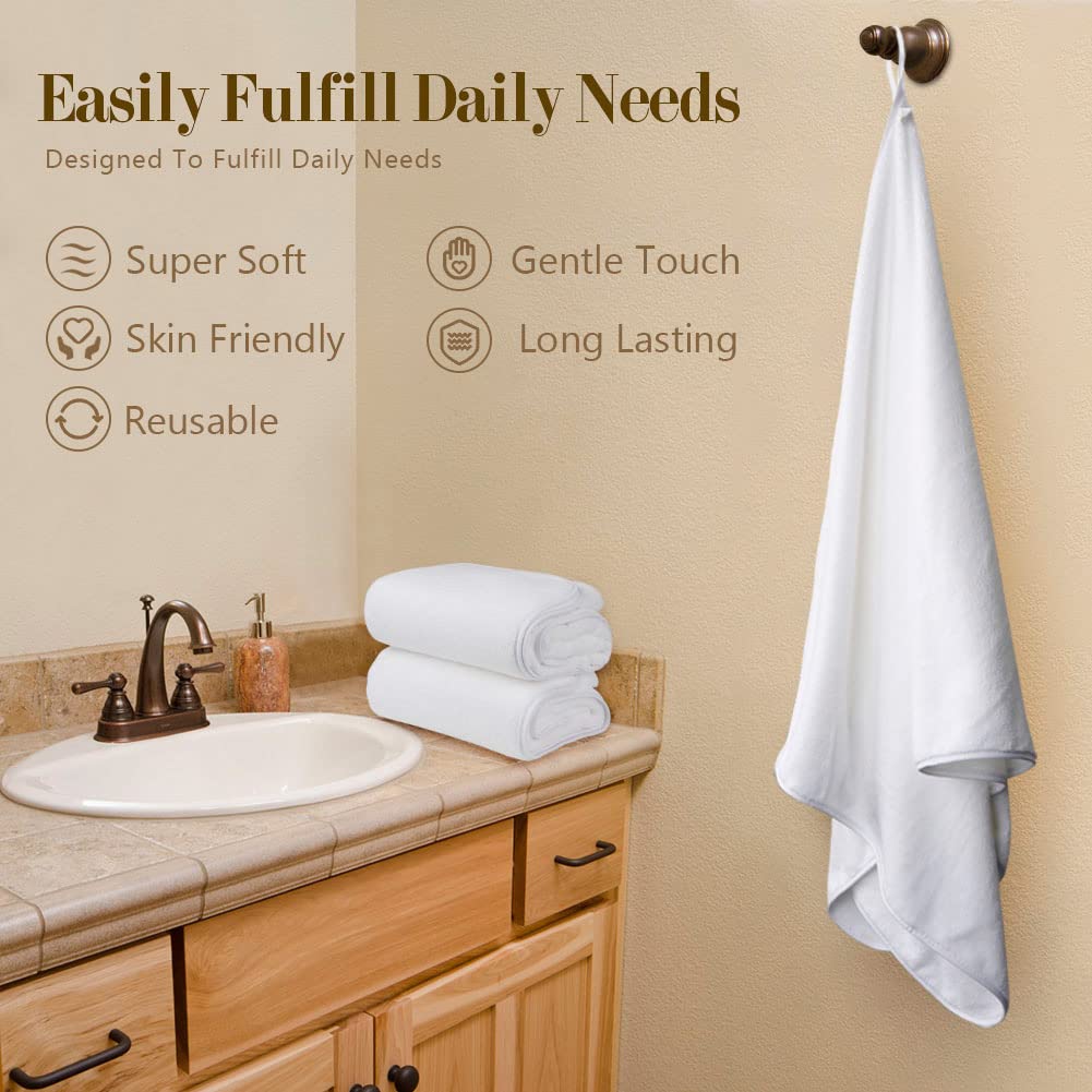 Orighty Bath Towel Set Pack of 4(27?? x 54??) - Soft Feel White Bath Towel Sets  Highly Absorbent Microfiber Towels for Body  Quick Drying  Microfiber Bath Towels for Sport  Yoga  SPA  Fitness