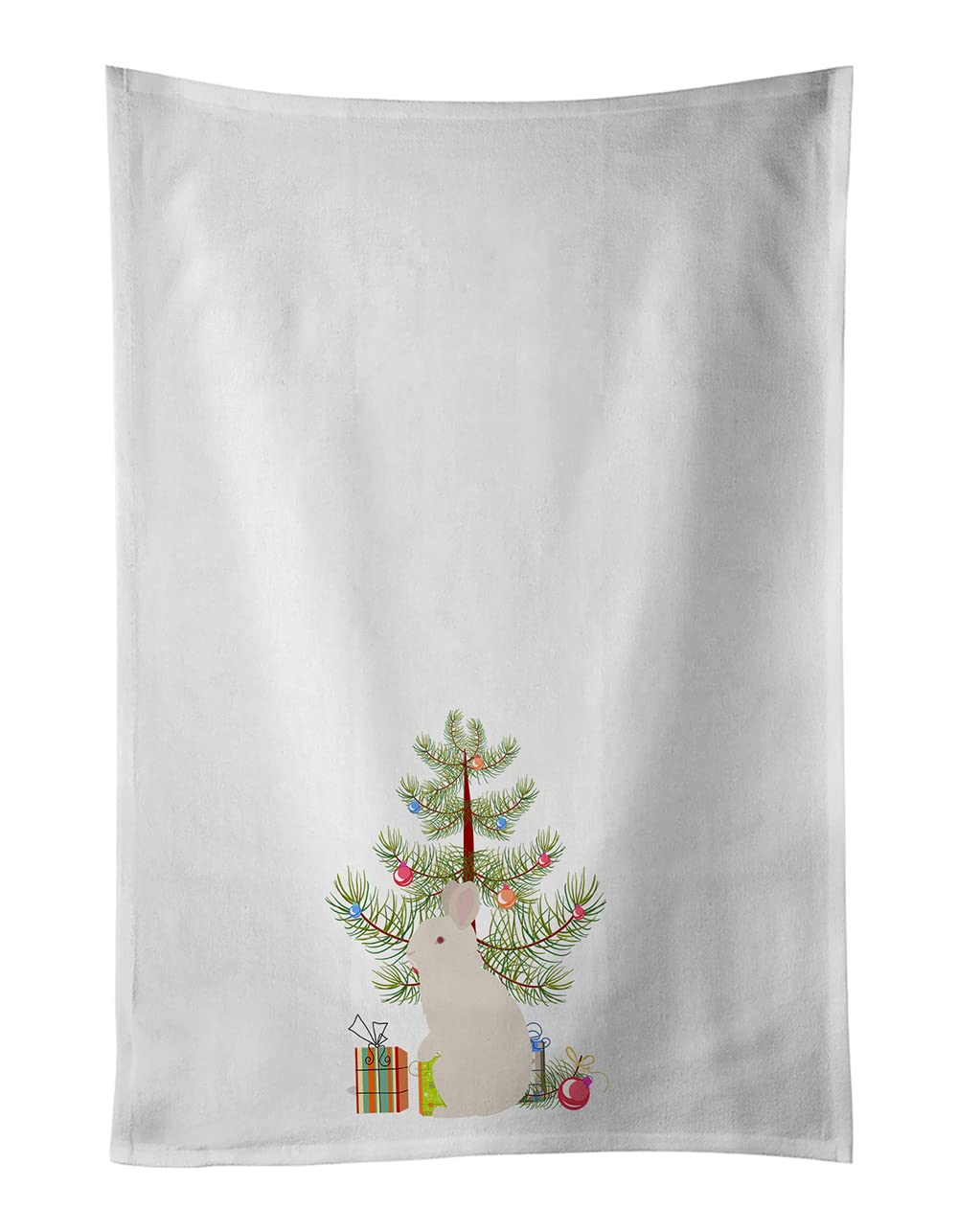 New Zealand White Rabbit Christmas White Kitchen Towel Set of 2