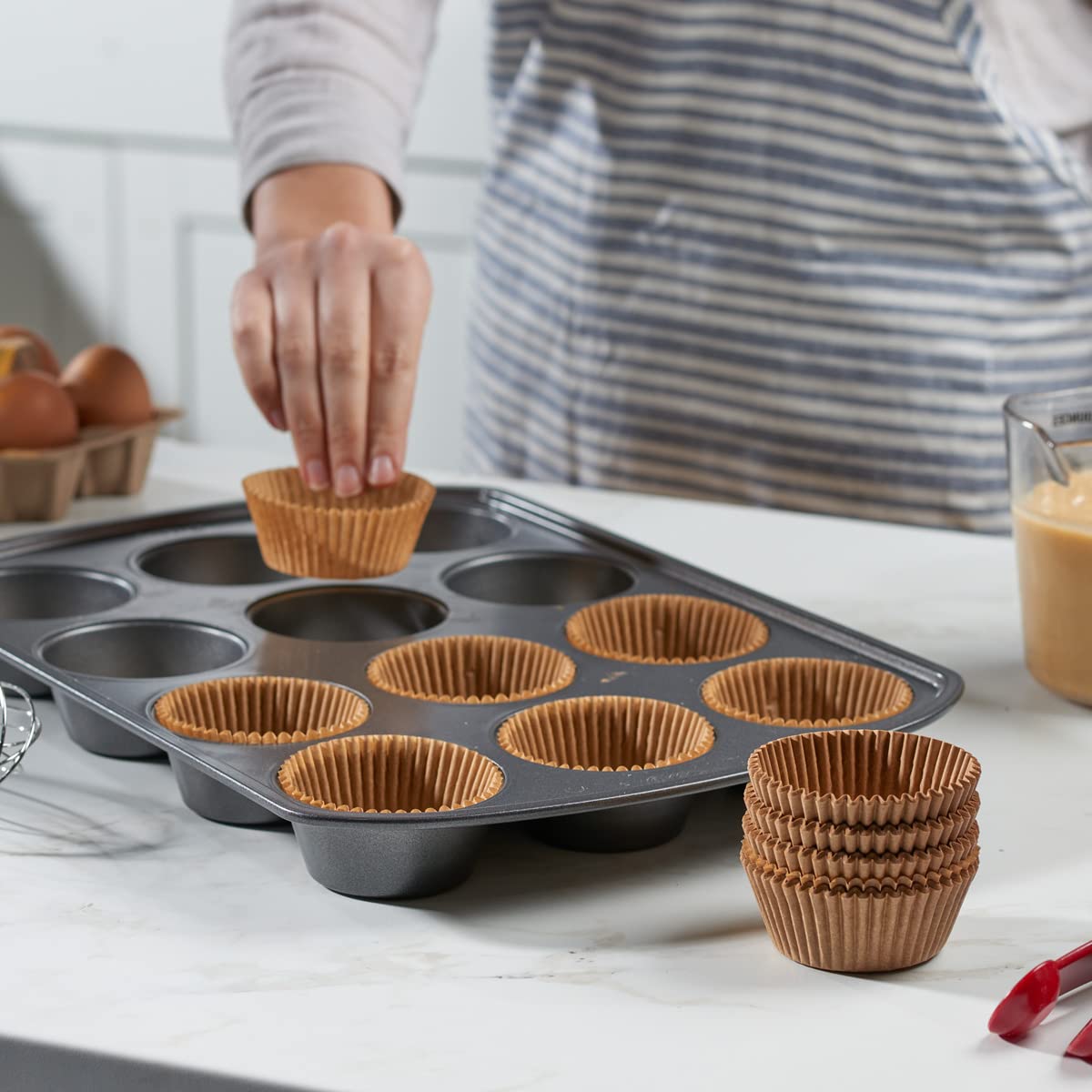 Comfy Package [500Pcs] Kraft Standard Cupcake Liners For Baking - Food Grade & Grease-Proof Muffin Liners, Durable Baking Cups F