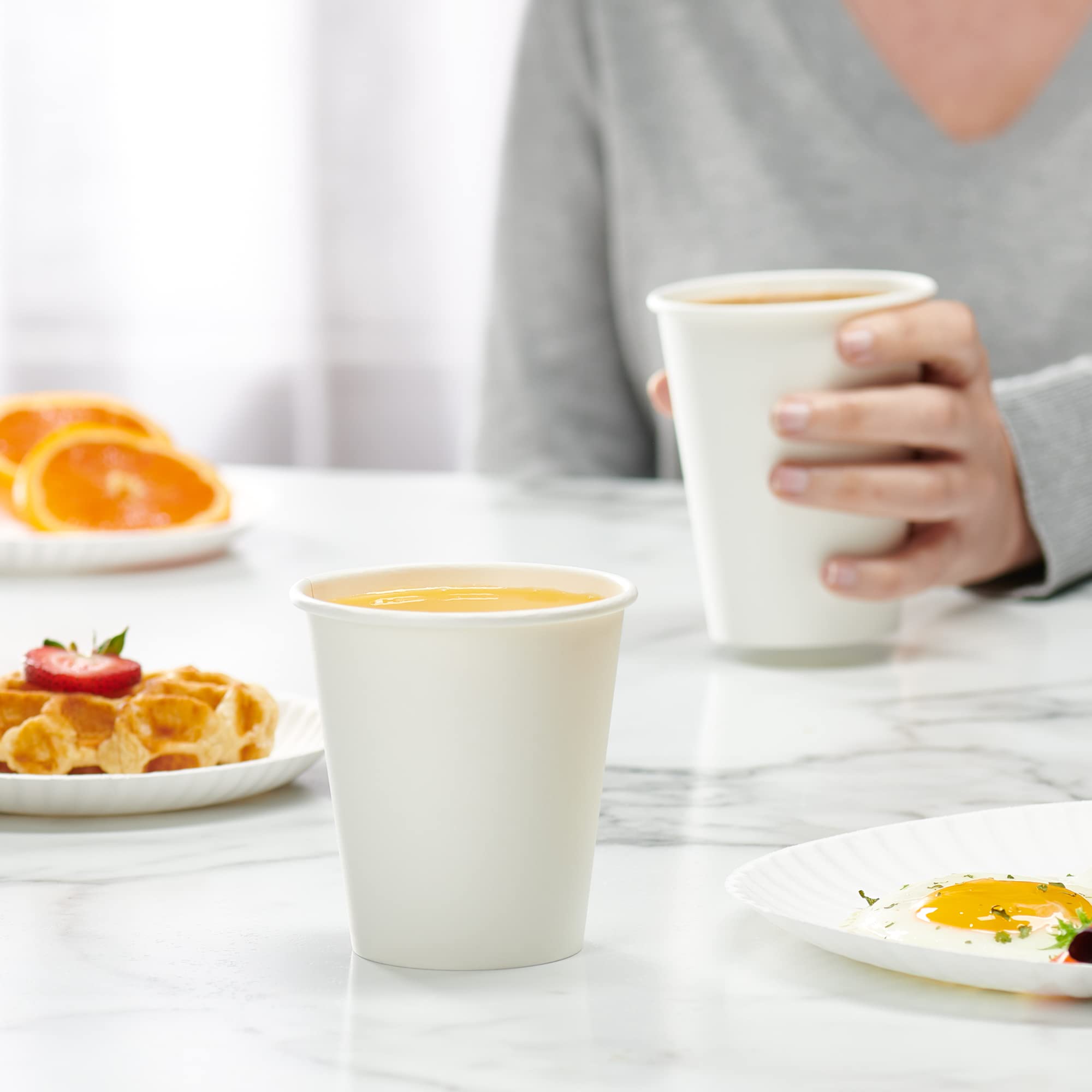Comfy Package [12 Oz. - 100 Pack White Paper Hot Cups, Coffee Cups