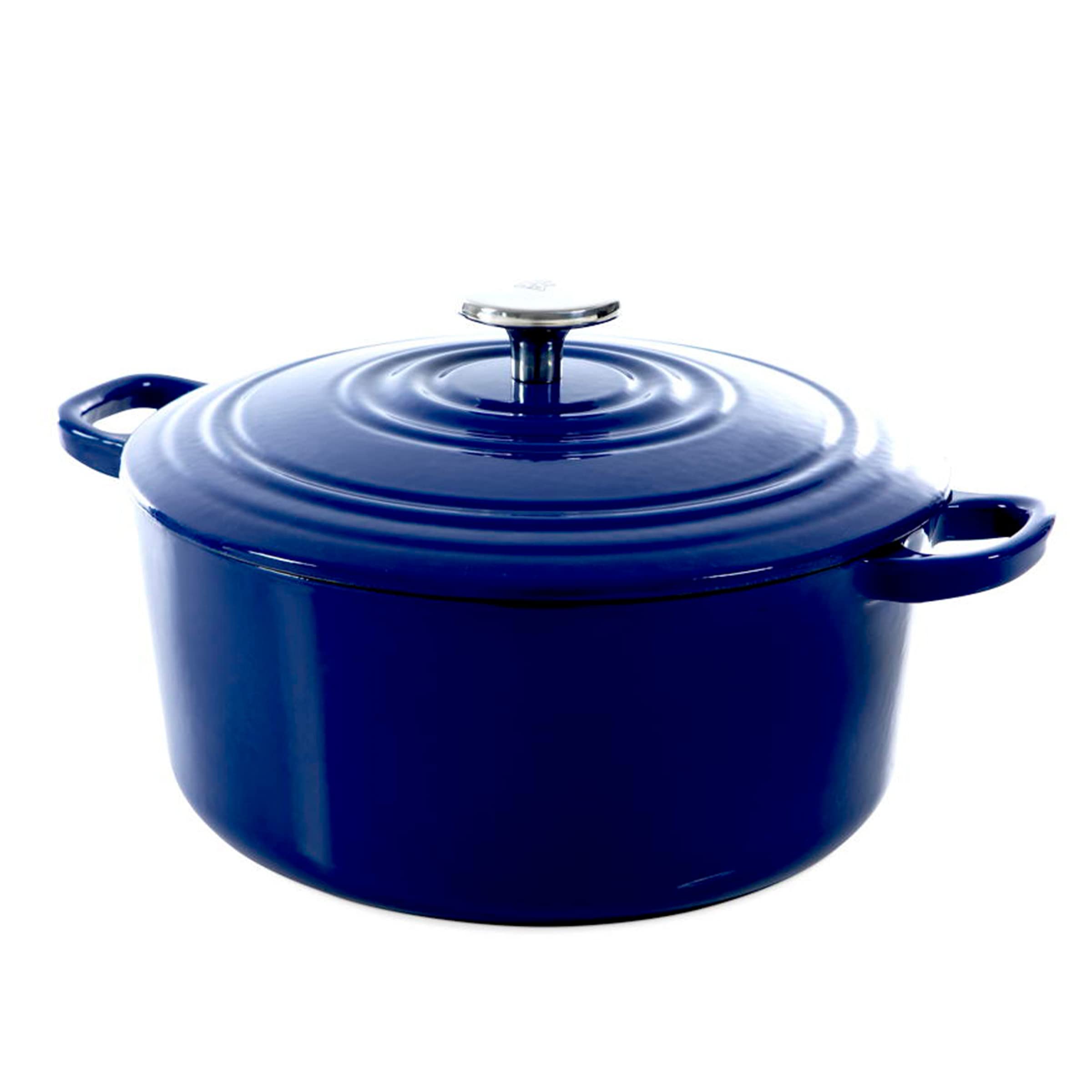Bk Bourgogne Enameled Cast Iron Induction 7Qt Nonstick Dutch Oven, Pfas Free, Dishwasher Safe, Royal Blue