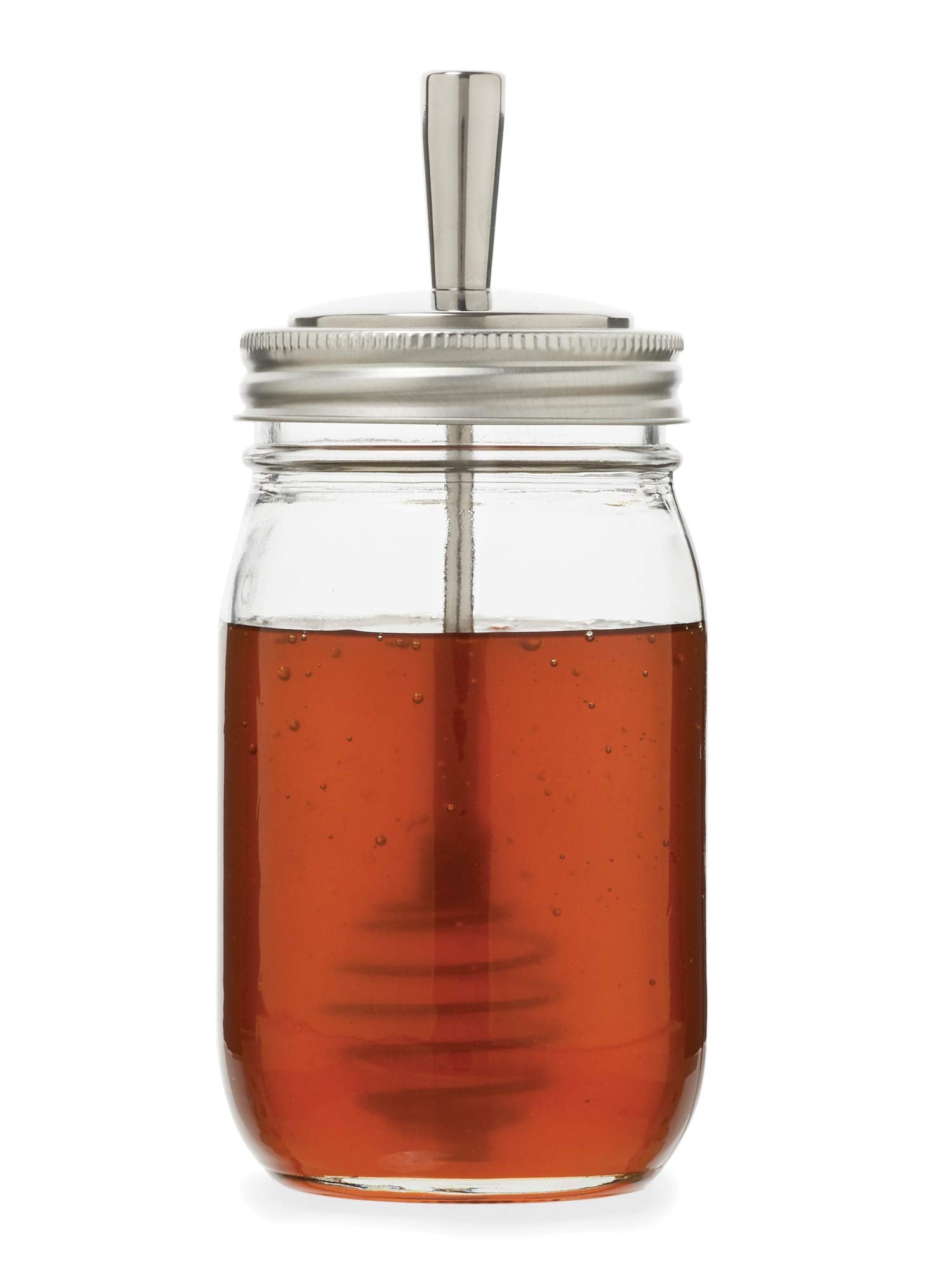 Jarware Honey Dipper Lid For Regular Mouth Mason Jars, Stainless Steel, 6.5'' X 3''