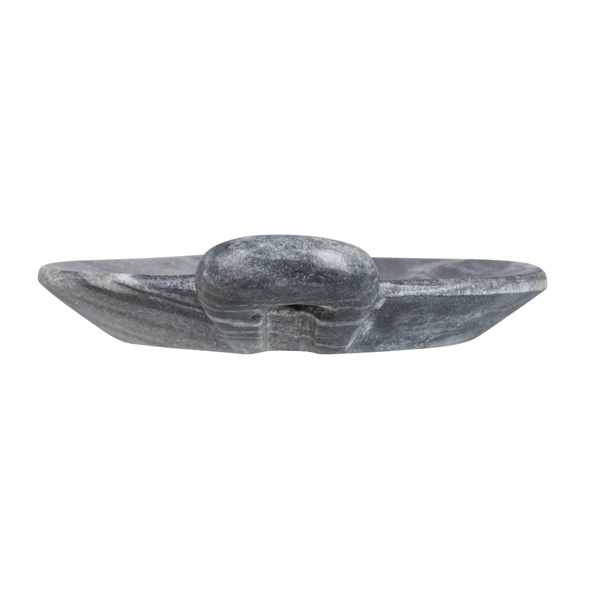 Creative Co-Op Hand-Carved Marble Handle, Grey Dish, 4''
