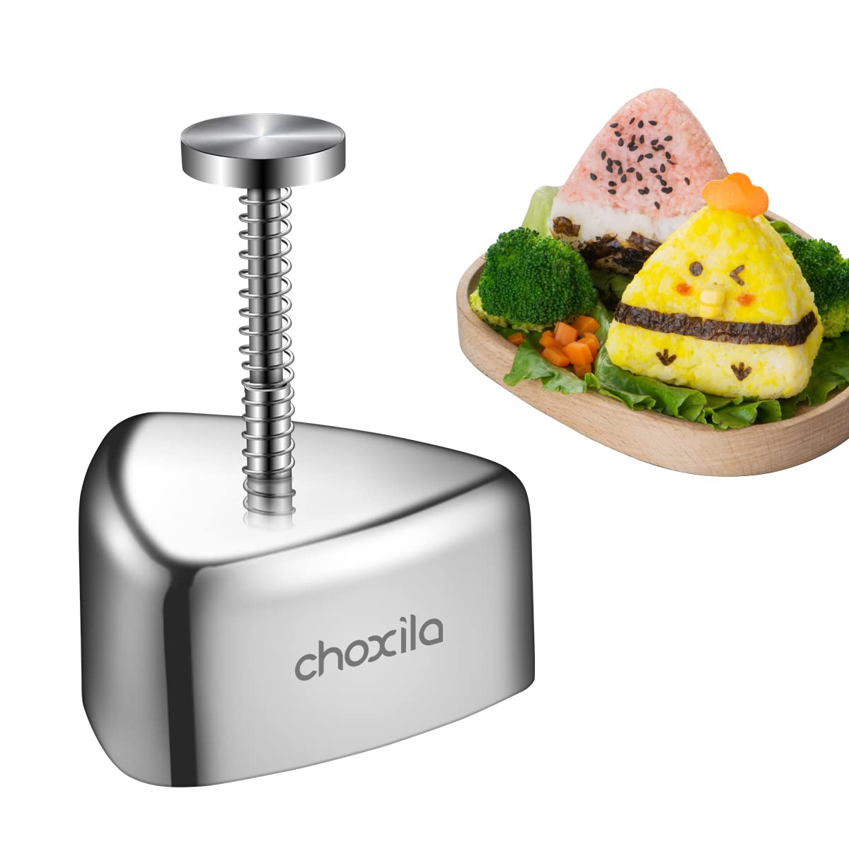 Choxila Onigiri Mold, Stainless Steel Rice Ball Mold Sushi Maker, Classic Triangle Spam Musubi Mold For Kids Lunch Bento And Hom