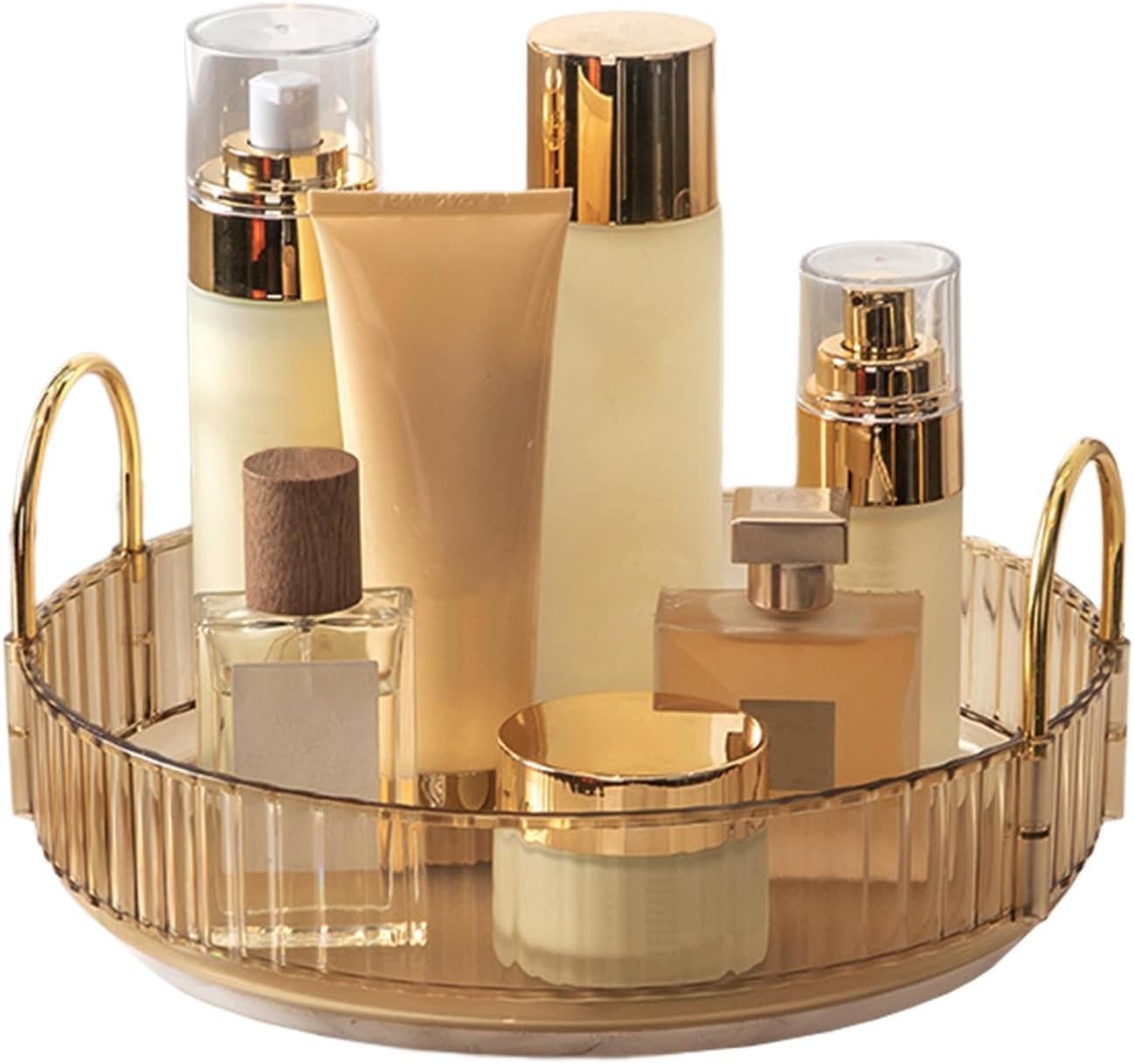 Azelf Otating Makeup Organizer For Vanity,LargeCapacity Skincare Perfume Organizers,360 Spinning Cosmetics Storage Vanity Shelf