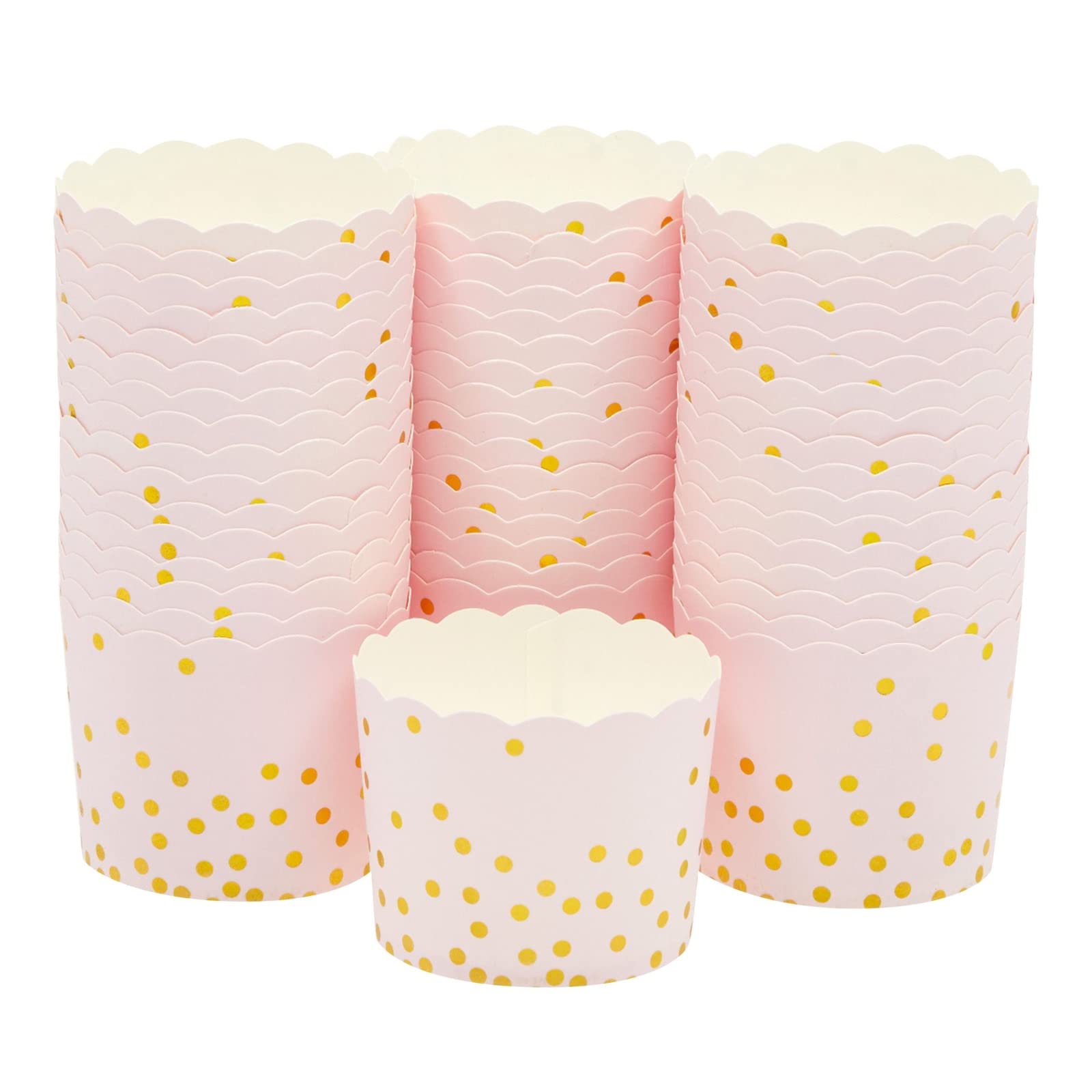Sparkle And Bash 50 Pack Pink And Gold Cupcake Wrappers, Paper Baking Cups, Muffin Liners For Baby Shower, Birthday Party (2.2 I