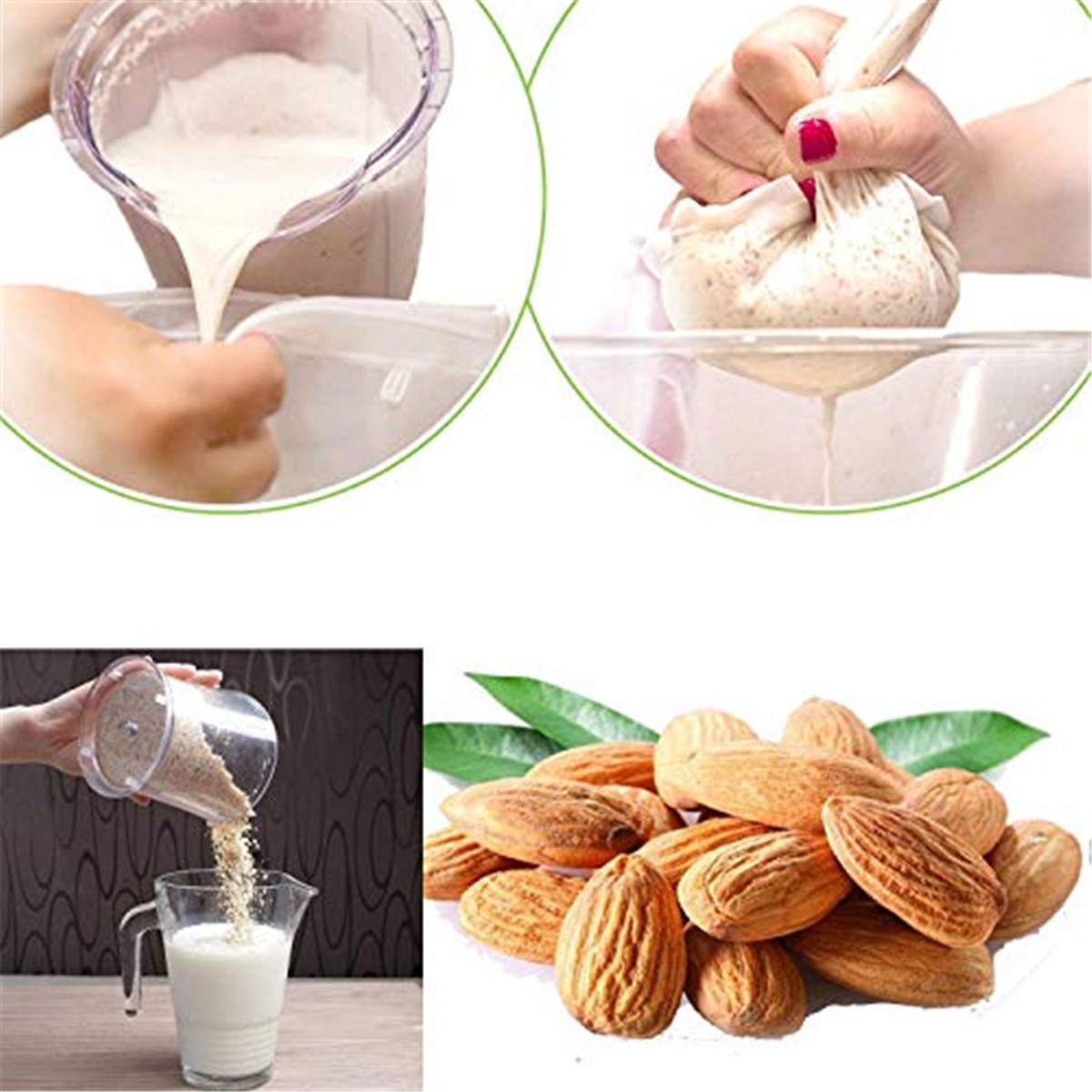 2 Pcs Pro Quality Nut Milk Bag - Big 10''X12'' Commercial Grade - Reusable Almond Milk Bag & All Purpose Food Strainer - Fine Me