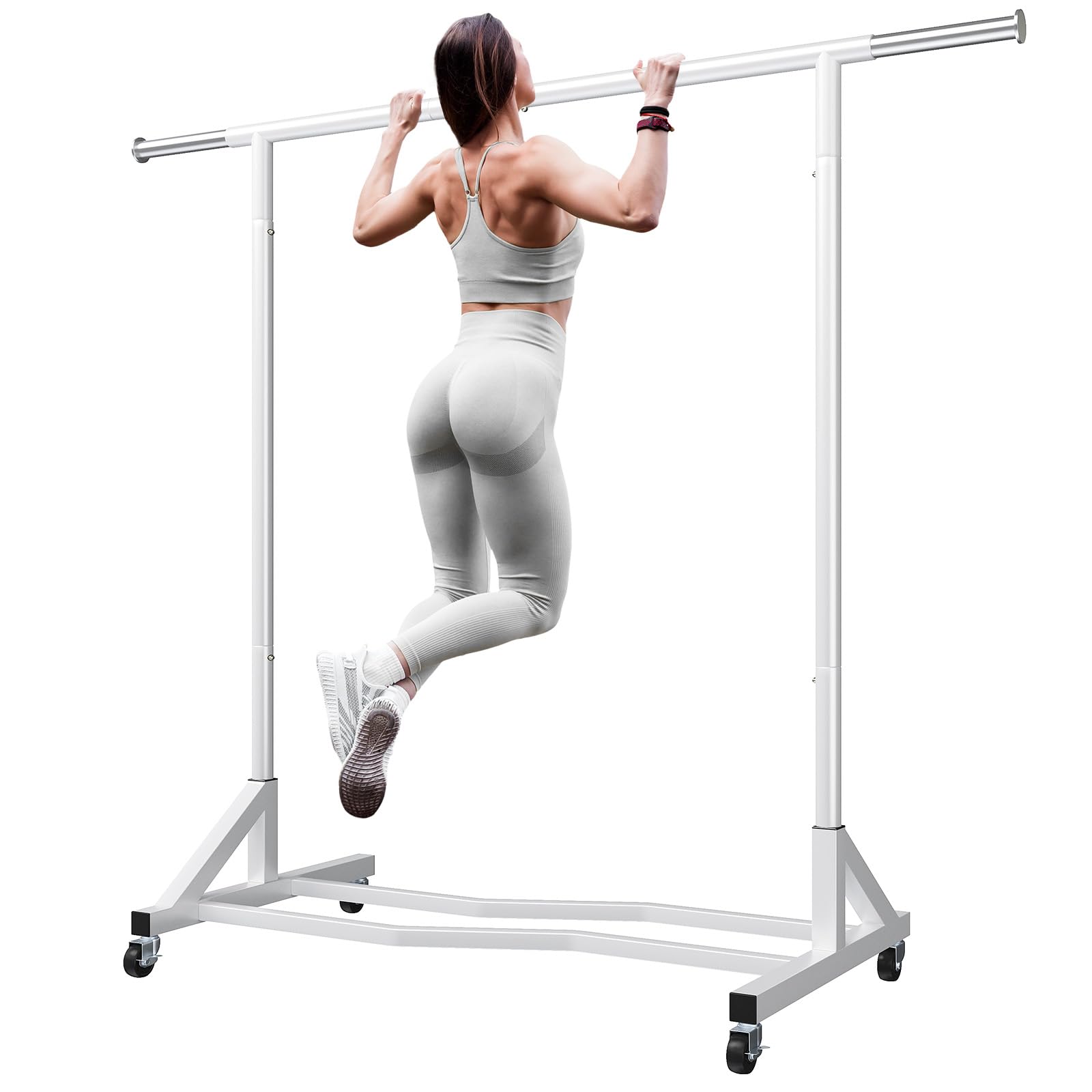 Raybee Clothes Rack 77'' W Clothing Rack Heavy Duty Garment Rack With Wheels Rolling Clothes Racks For Hanging Clothes Portable