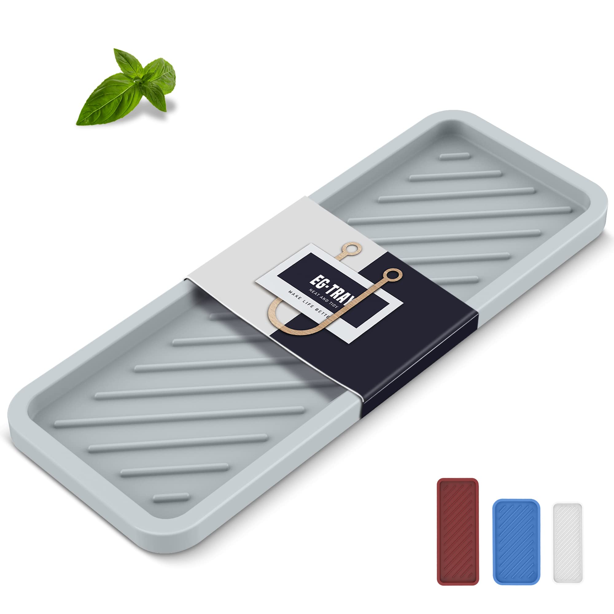 Eg-Sipro Silicone Sponge Holder,Extra Large 12'' Kitchen Sink Organizer Tray Kitchen Soap Tray Soap Sponge Holder For Bathroom C