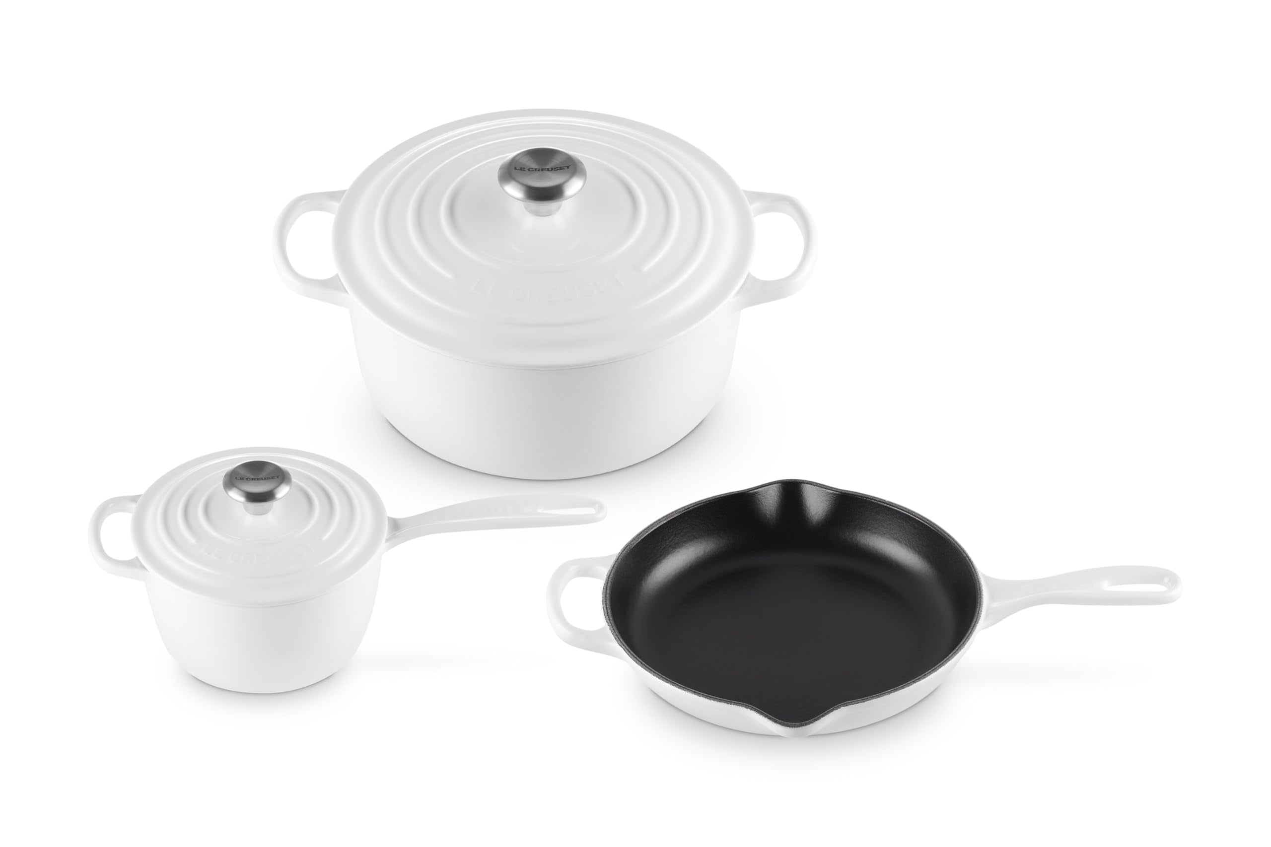 Le Creuset Enameled Cast Iron Signature Cookware Set, 5 pc. , White