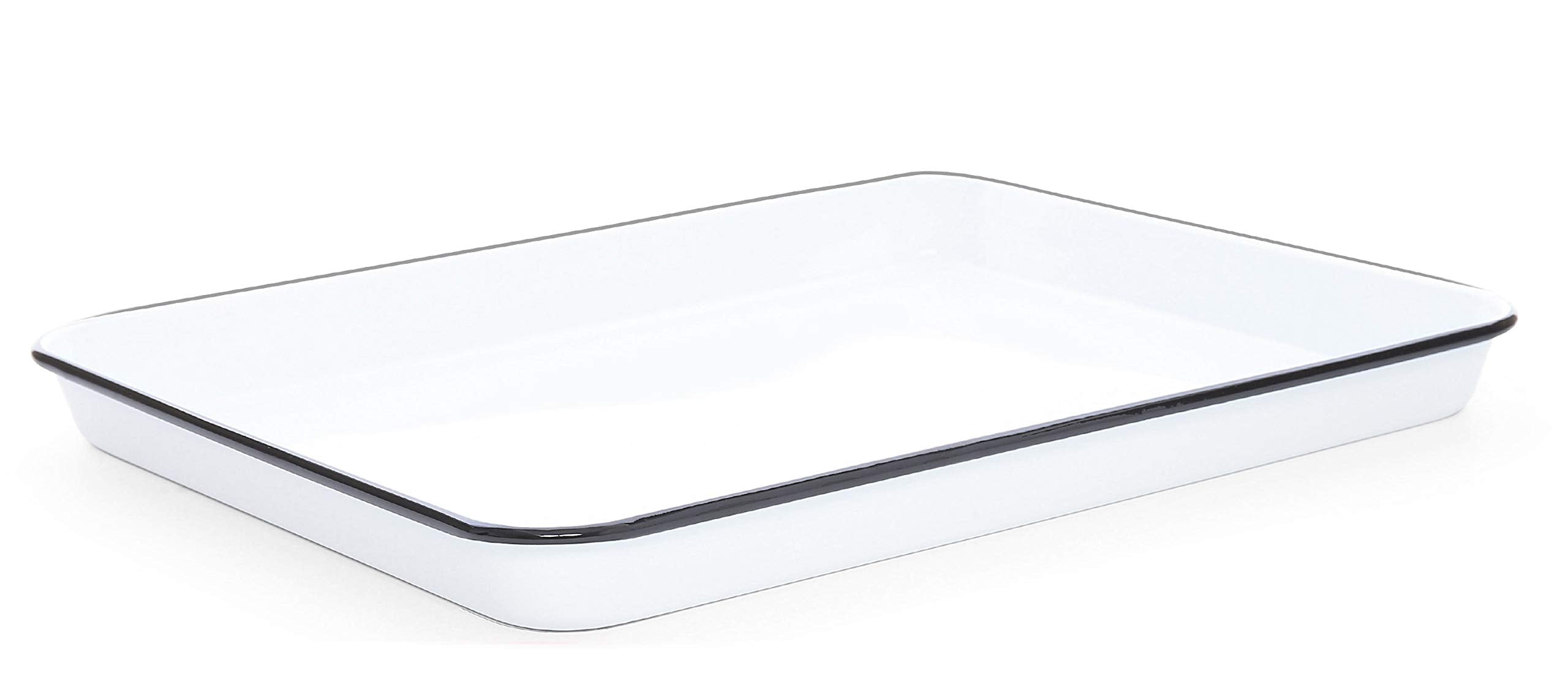 Enamelware Jelly Roll Pan, 16.25 x 12.25 inches, Vintage White/Black