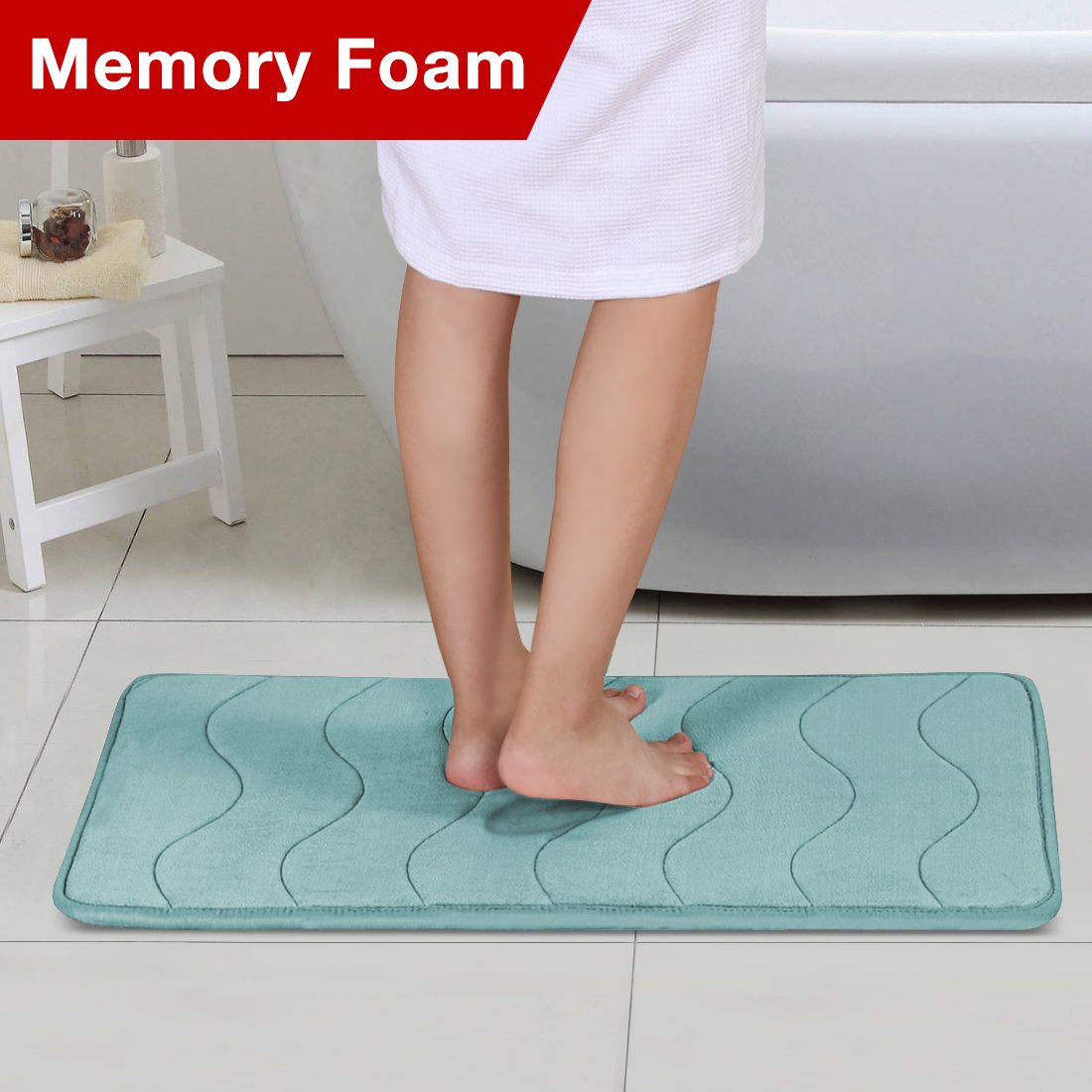 Flamingo P Memory Foam Bath Mat Bath Rug For Bathroom Extra Soft Absorbent Bathroom Rugs Non Slip Bath Rug Machine Washable Bath