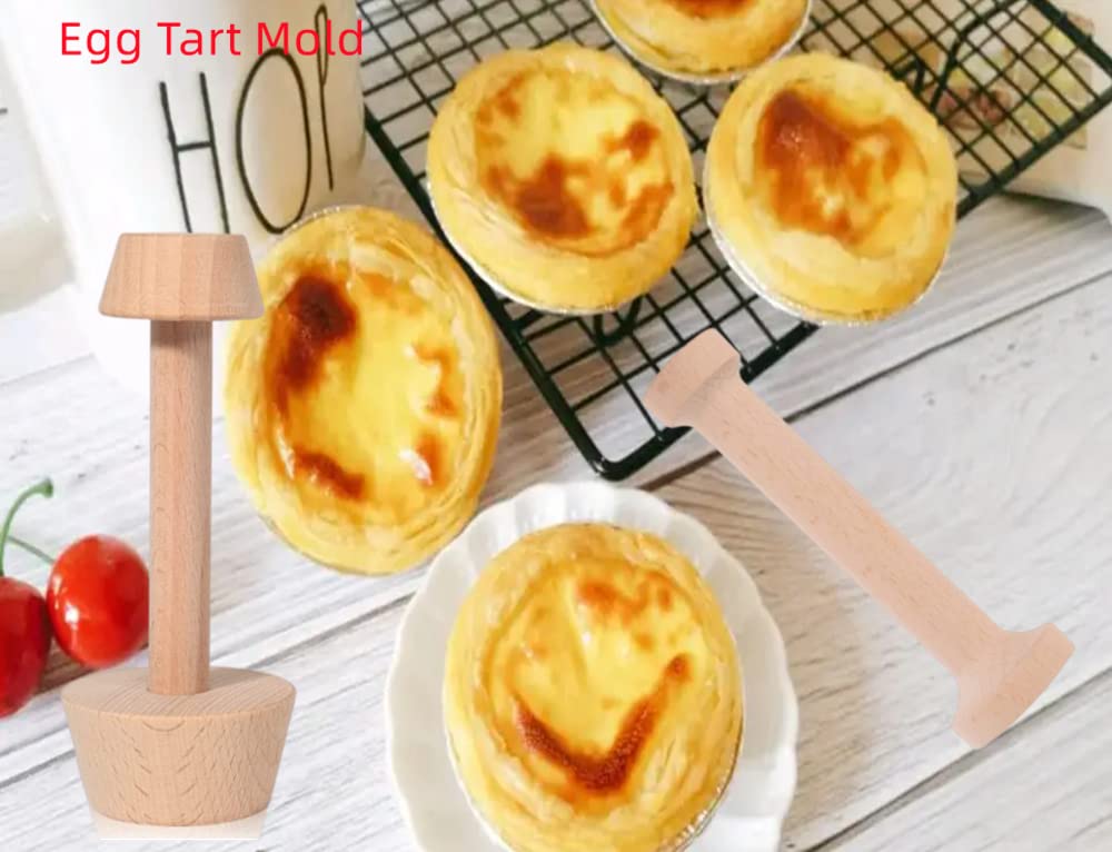3Pcs Tart Tamper Set,Double Sided Wooden Tart Tamper Set Diy Wooden Removable Dough Molding Presser Baking Tool For Mini Egg Tar