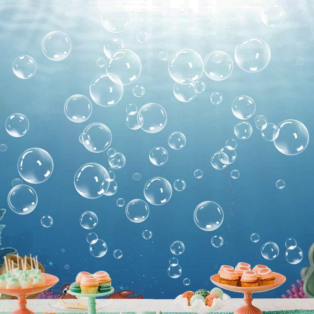 Under The Sea Bubble Cutout Kid's Birthday Party Decoration Bubbles Wall Decal Sticker Ocean Background Decor Water Bubble Bath Bedroom Table Decor Little Mermaid Baby Shower Party Supplies