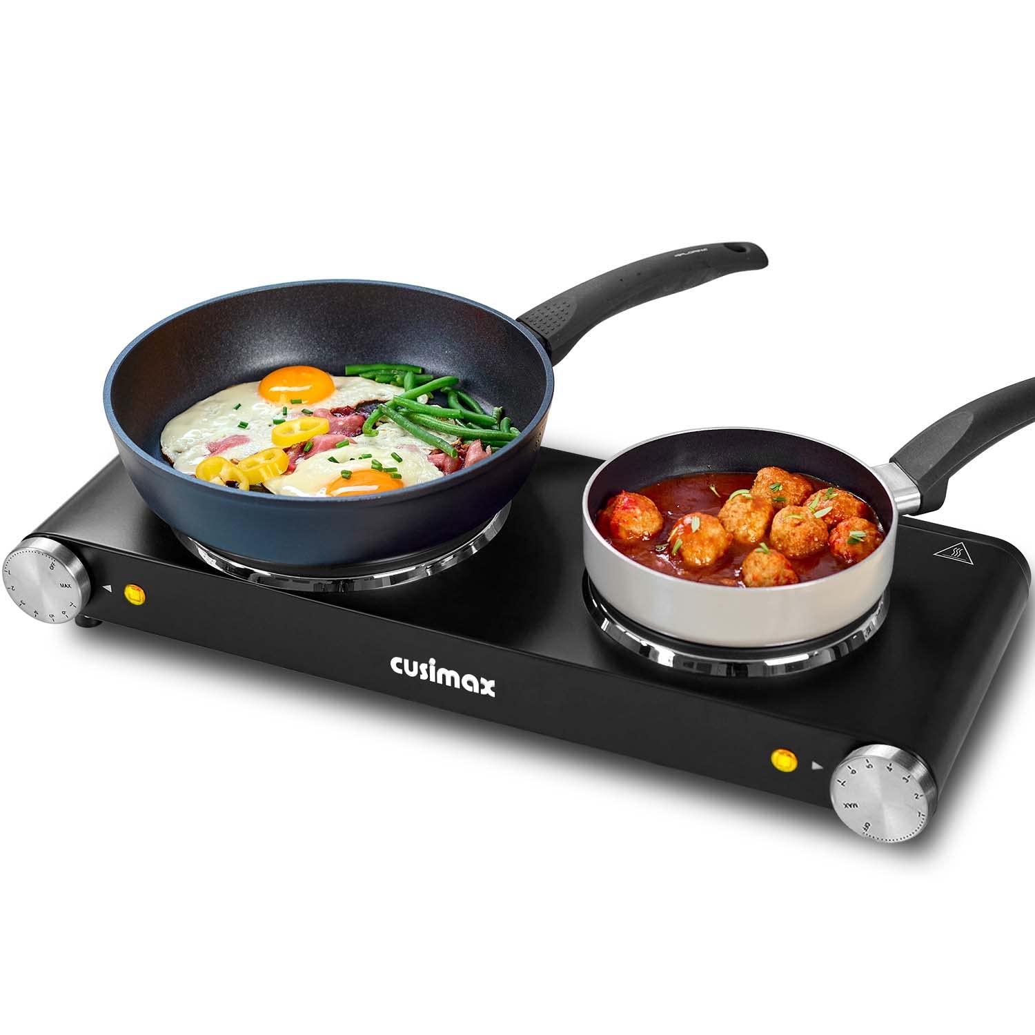 CUSIMAX Double Hot Plates Electric Burner, 1800W Countertop Cooktop with Adjustable Temperature Control, Hot Plates for Cooking 