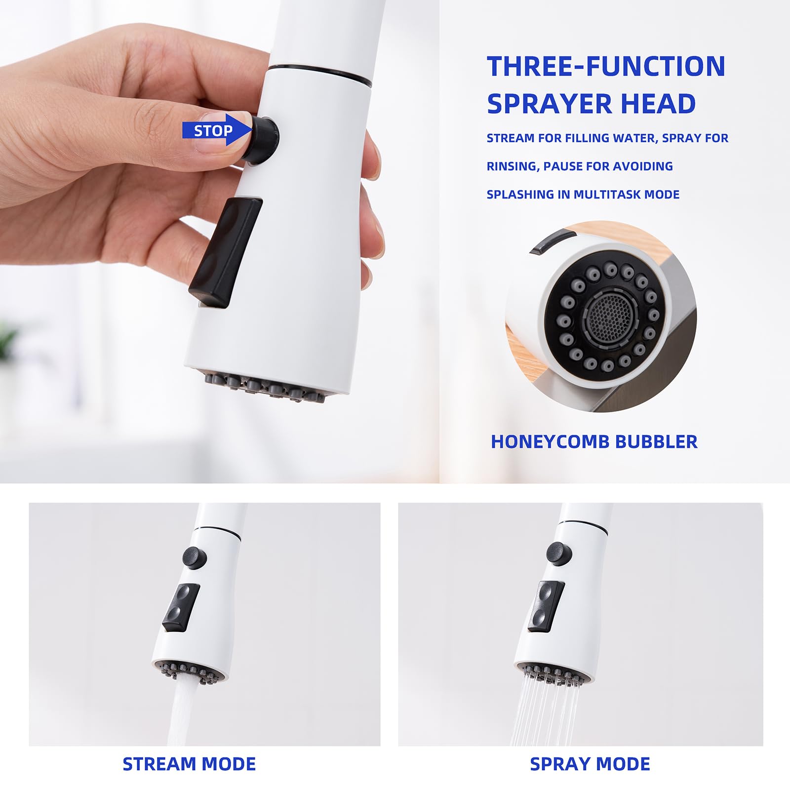 Hghgk Kitchen Faucet With Soap Dispenser And Pull Down Sprayer - Stainless Steel Single Handle Kitchen Sink Faucet, 1 Or 3 Hole