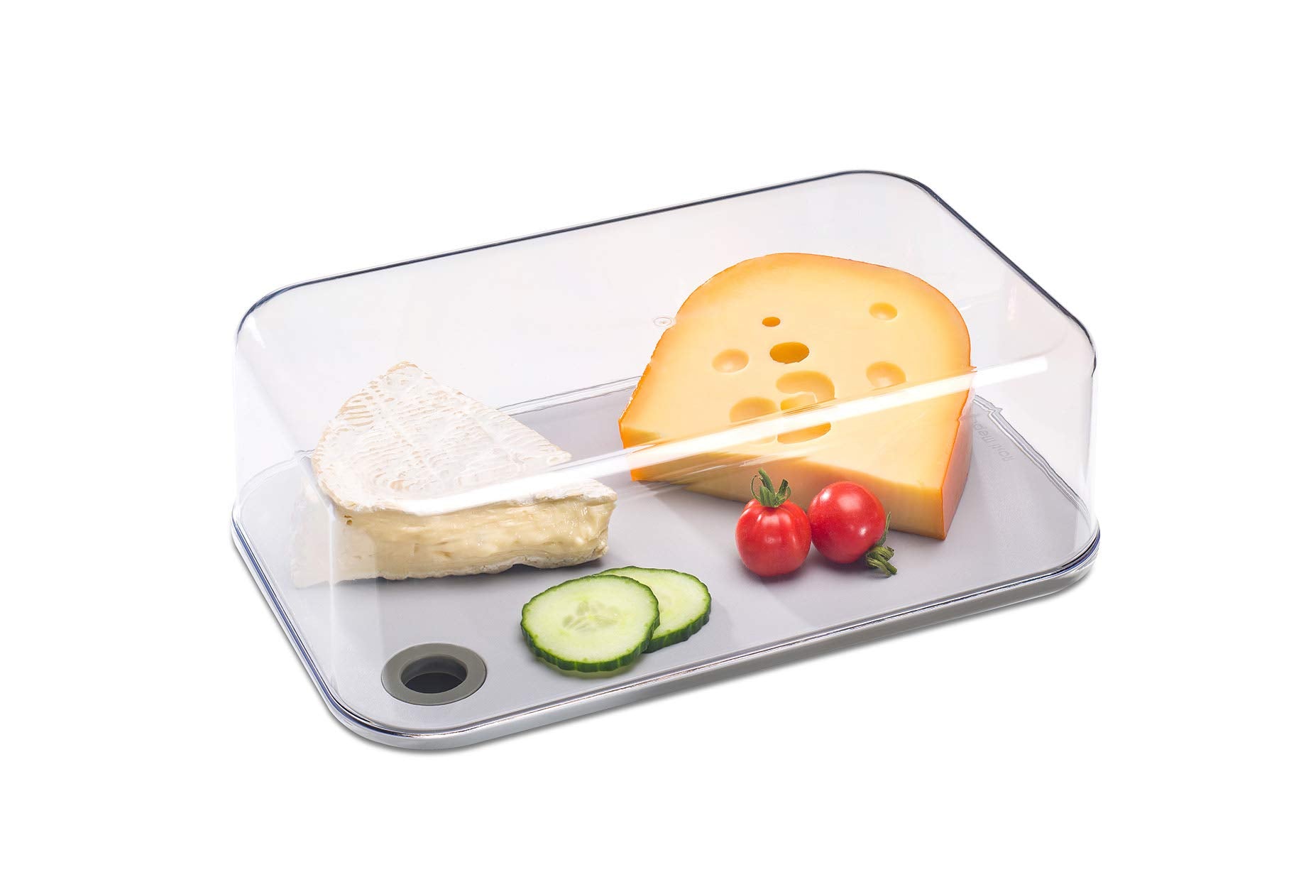 Mepal, Modula Cheese Dome For Cheddar Or Parmesan Including Transparent Dome And Cutting Board, Airtight, Portable, Bpa Free, Ho