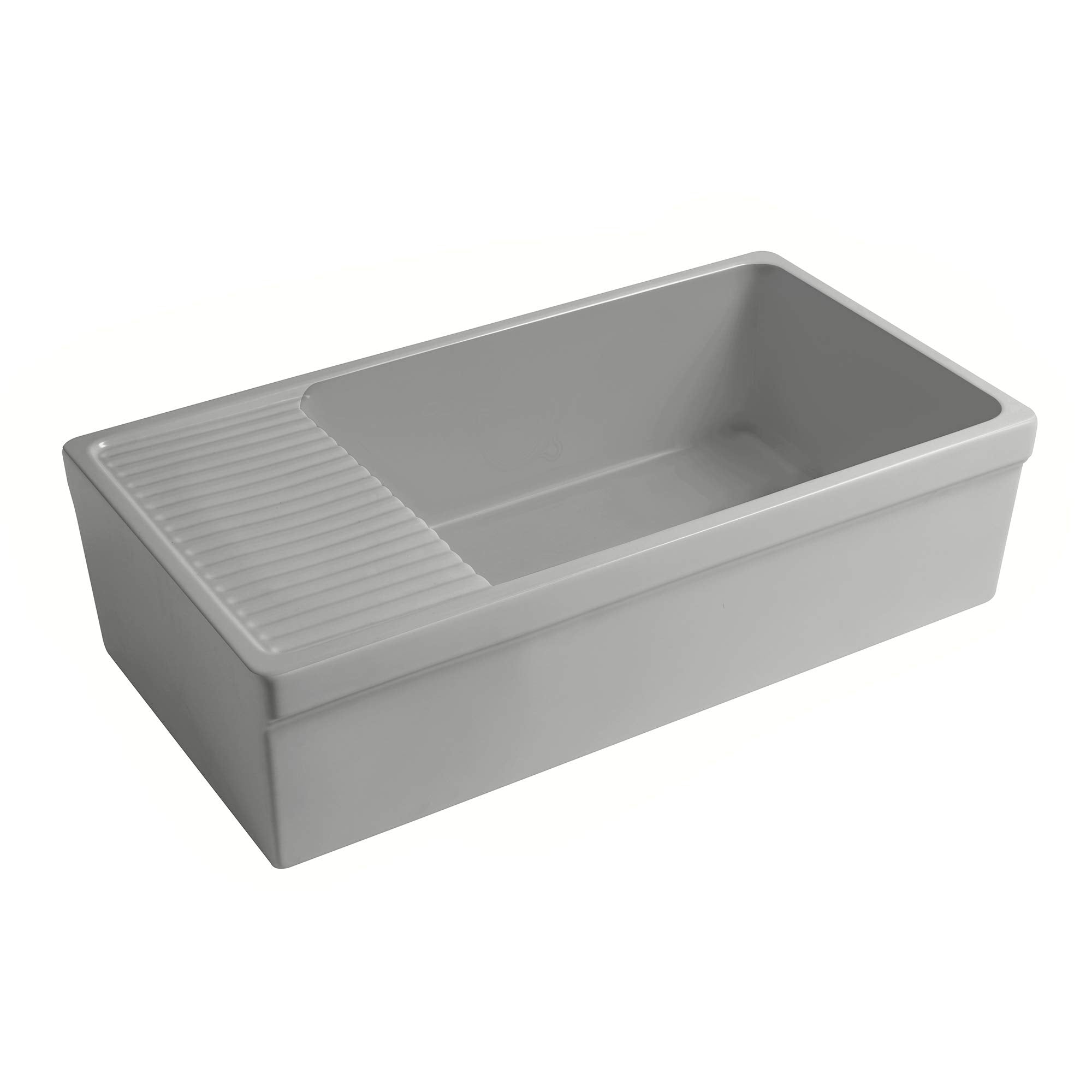 Whitehaus Collection Whqd540-M-Lightcement Quatro Alcove Kitchen, Fireclay, Front Apron Sink, Matte, Light Cement