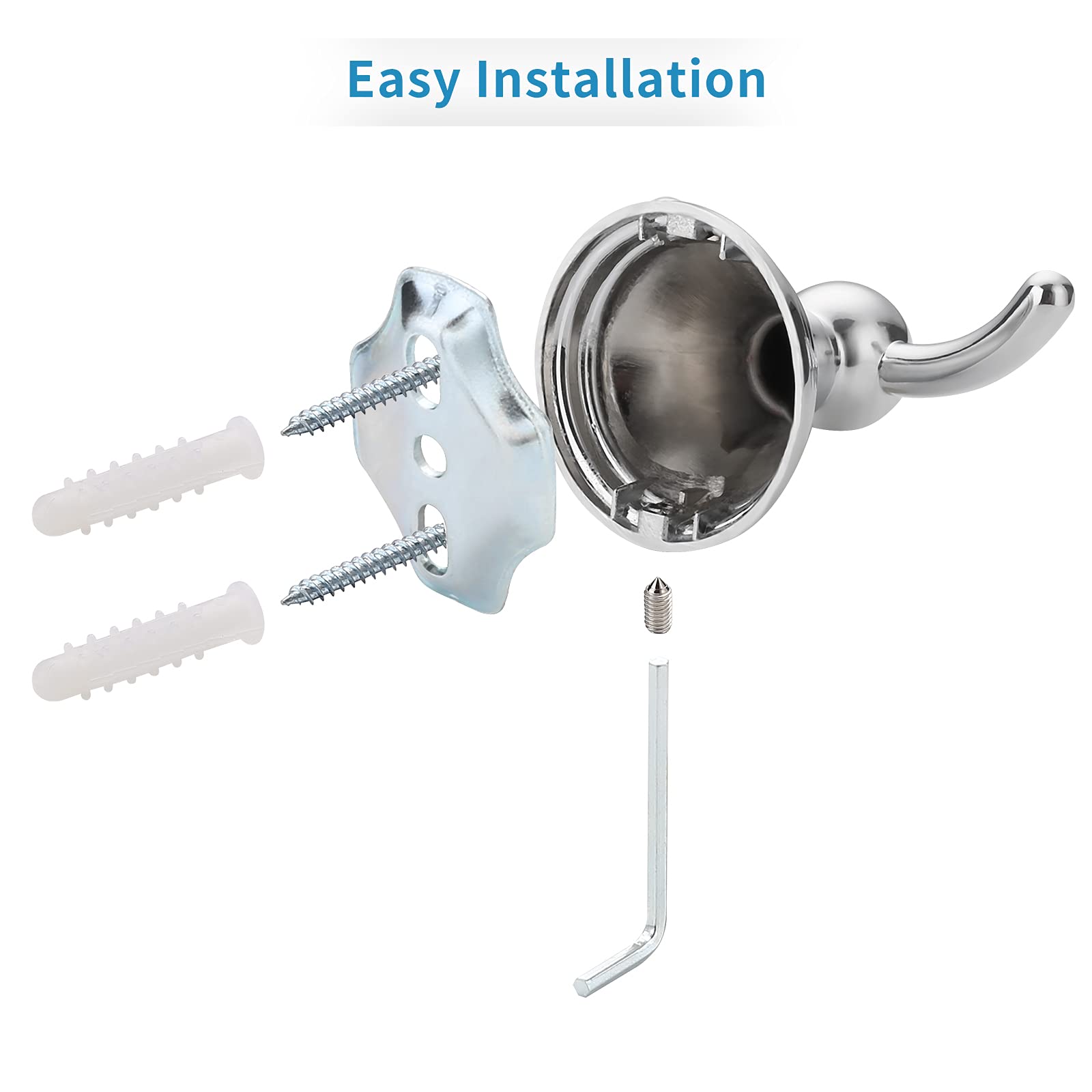 Filta Bathroom Towel Hooks, Polished Chrome Robe & Towel Hooks For Bathroom Wall Mounted, Traditional Bathroom Towel And Robe Wa