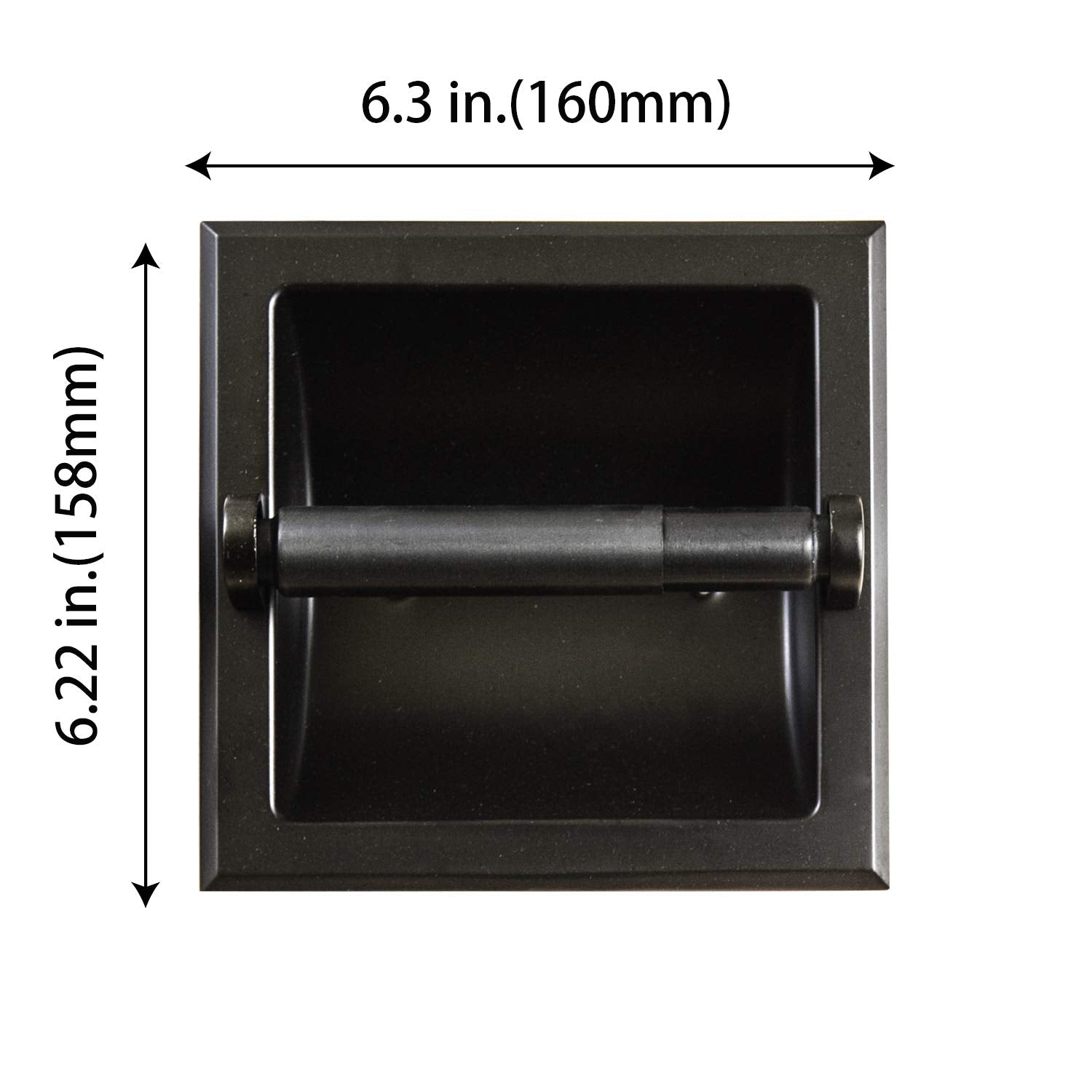 SENTO Recessed Matte Black Toilet Paper Holder  Wall Mounted Heavy Duty Metal Toilet Paper Roll Holder with Rear Mounting Bracket  in Wall  Easy Installation  Matte Black