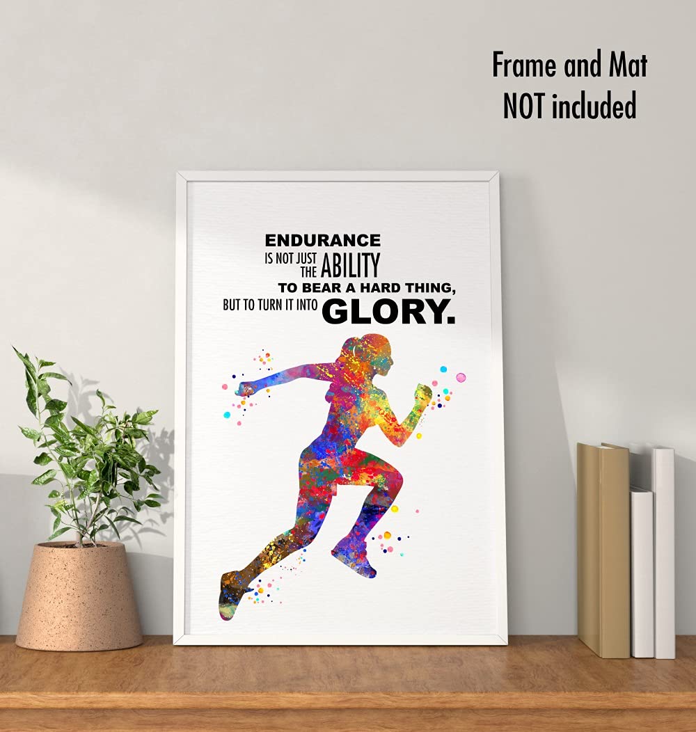 Dignovel Studios 8X10 Set Of 4 Unframed Intensive Workout Training Exercise Running Boxing Weight Lifting Watercolor Art Woman G