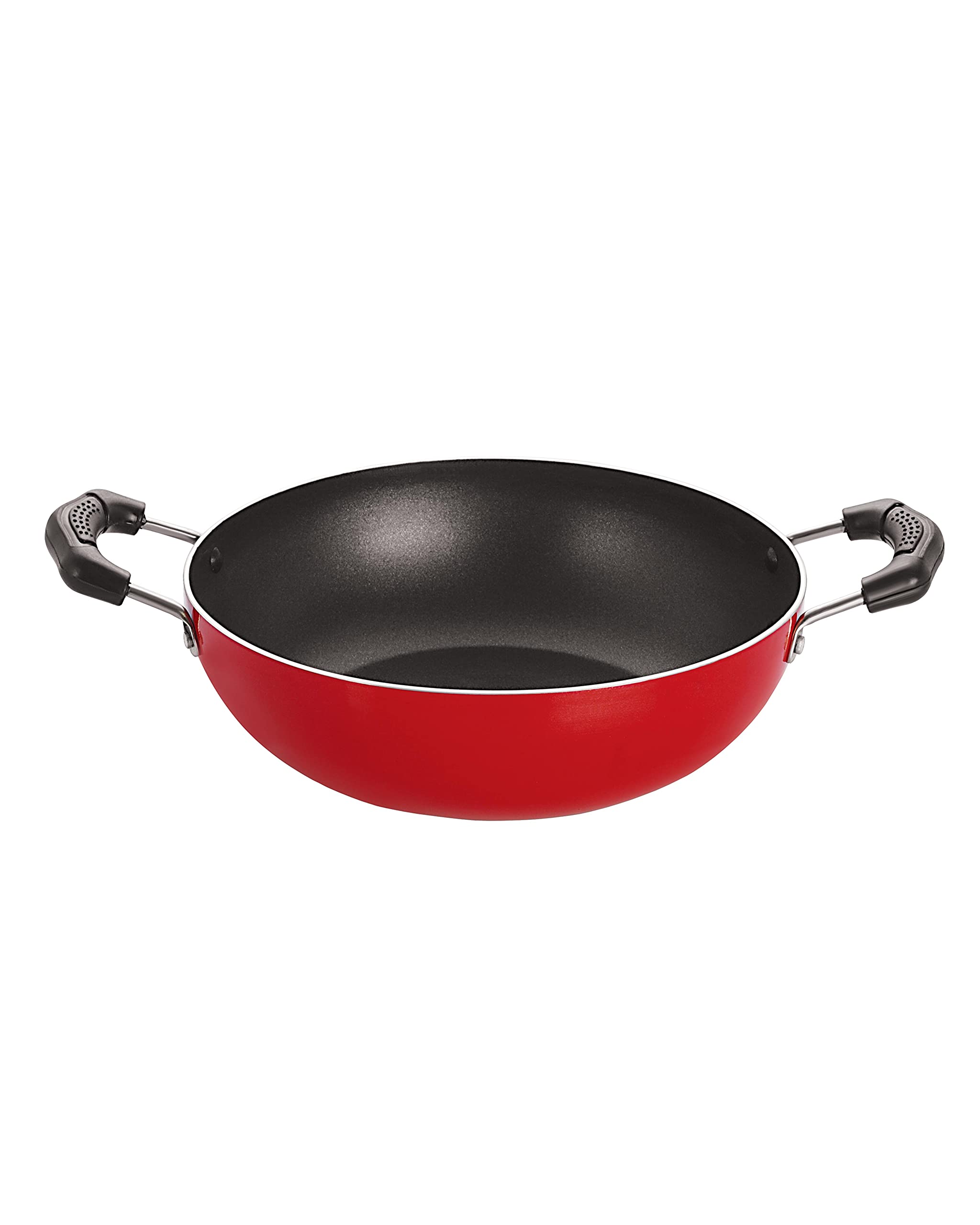 Nirlon Classic Range Non Stick Kadhai Kitchen Cookware, Red & Black Aluminium Non Stick Coating Cookware