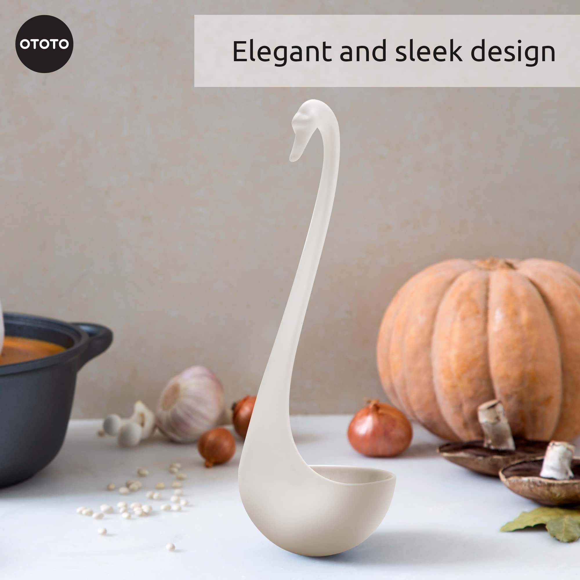 Ototo Swanky Swan Soup Ladle- Silicone Soup Spoon, Bpa-Free, Heat Resistant Soup Ladles For Serving & Cooking - Cute Kitchen Acc