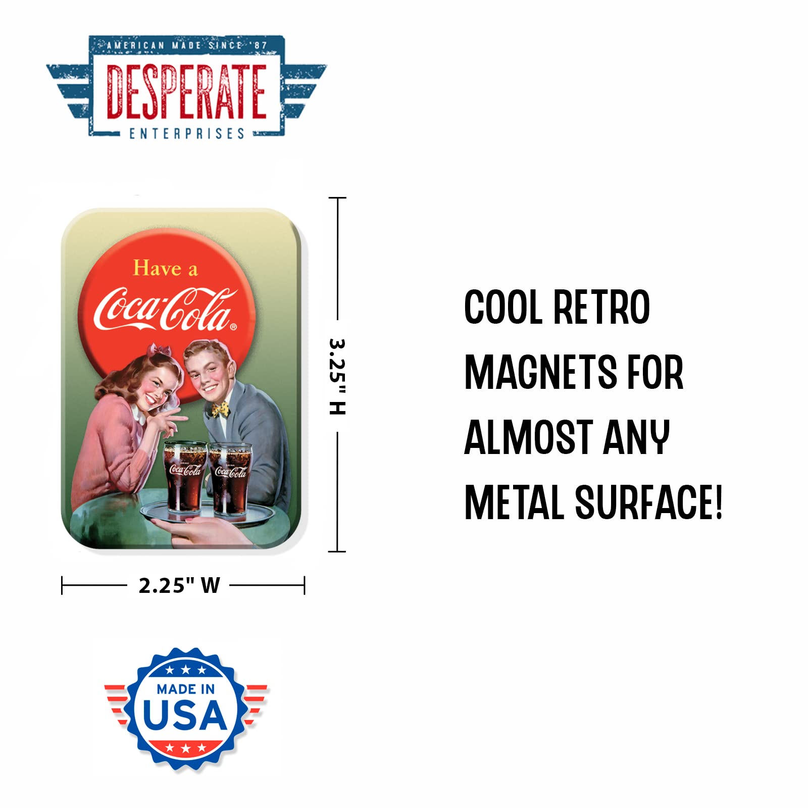 Desperate Enterprises Coca-Cola Young Couple Refrigerator Magnet - Funny Magnets For Office, Home & School - Made In The Usa