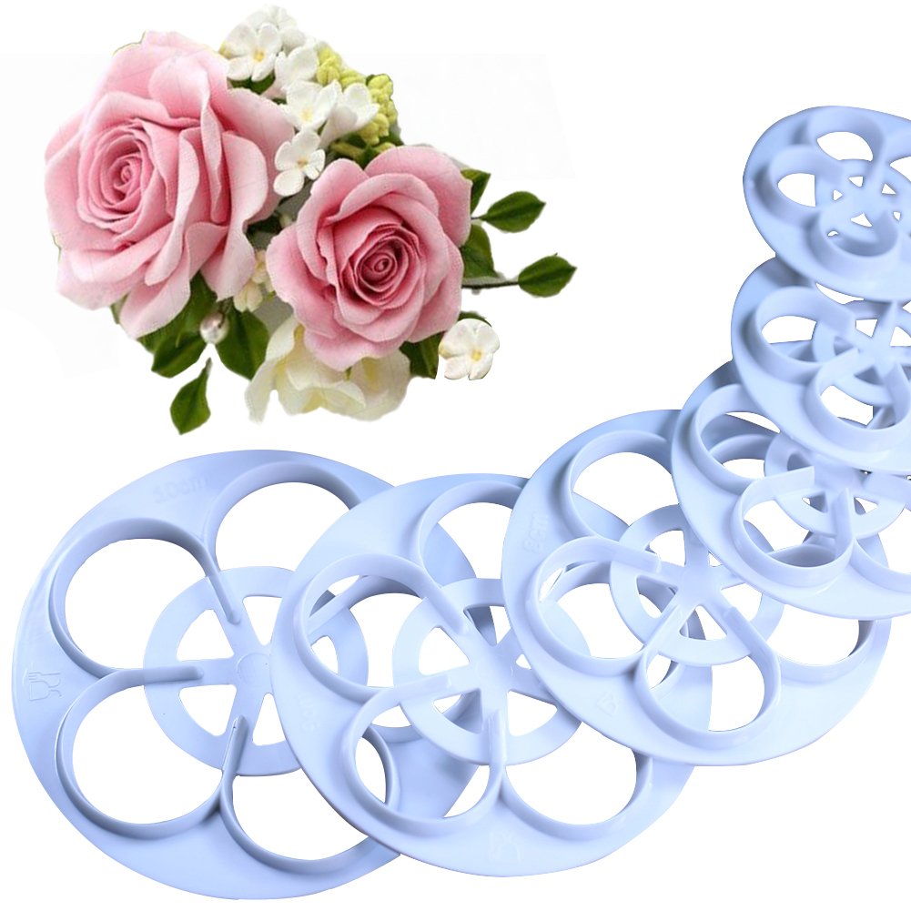 Kalaien Rose Flower Cutters Set Gumpaste Flowers Modelling Tools For Cake Decorating Cookie Mold Sugarcraft Plunger Cutter Mold
