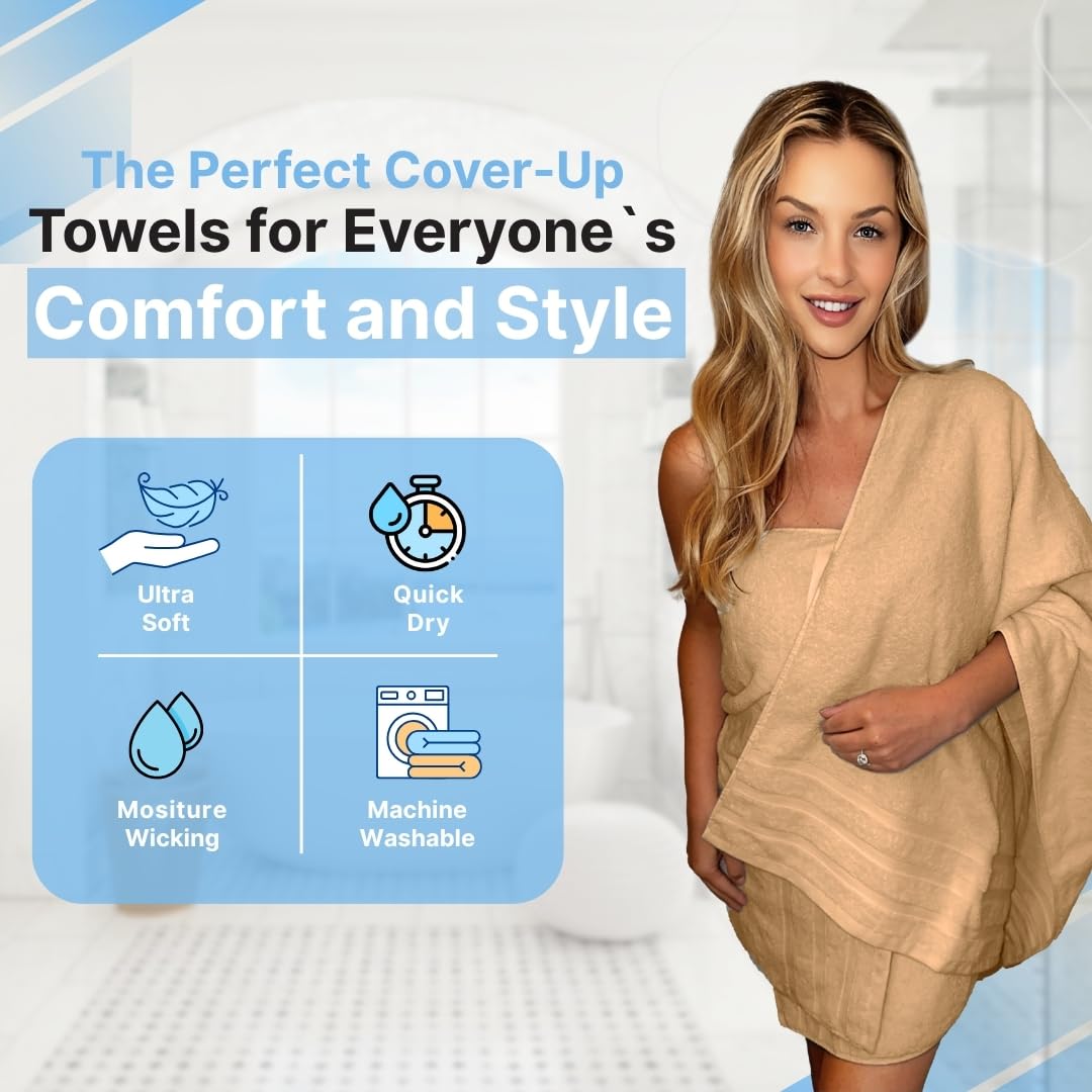 Premium Beige Bath Towels - 700 GSM 100% Cotton 27x54 Inches Pack of 2 Bathroom Towels - Ultra Soft and Highly Absorbent Hotel and Spa Quality Bath Towels for Bathroom by Infinitee?Xclusvies