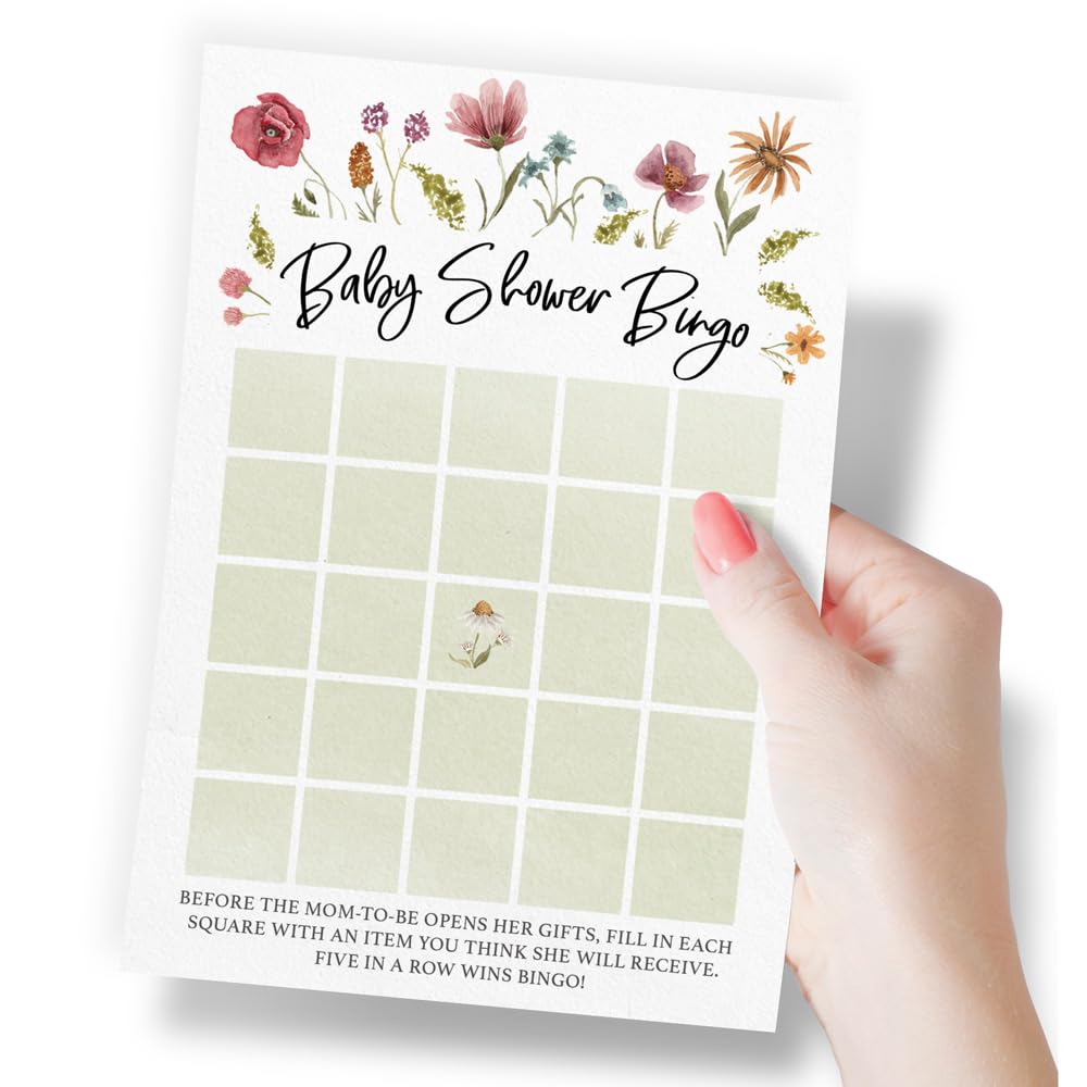 Printed Party Baby Shower Game Set, Baby In Bloom Wildflower, 4 Games And Activities (30 Guests)