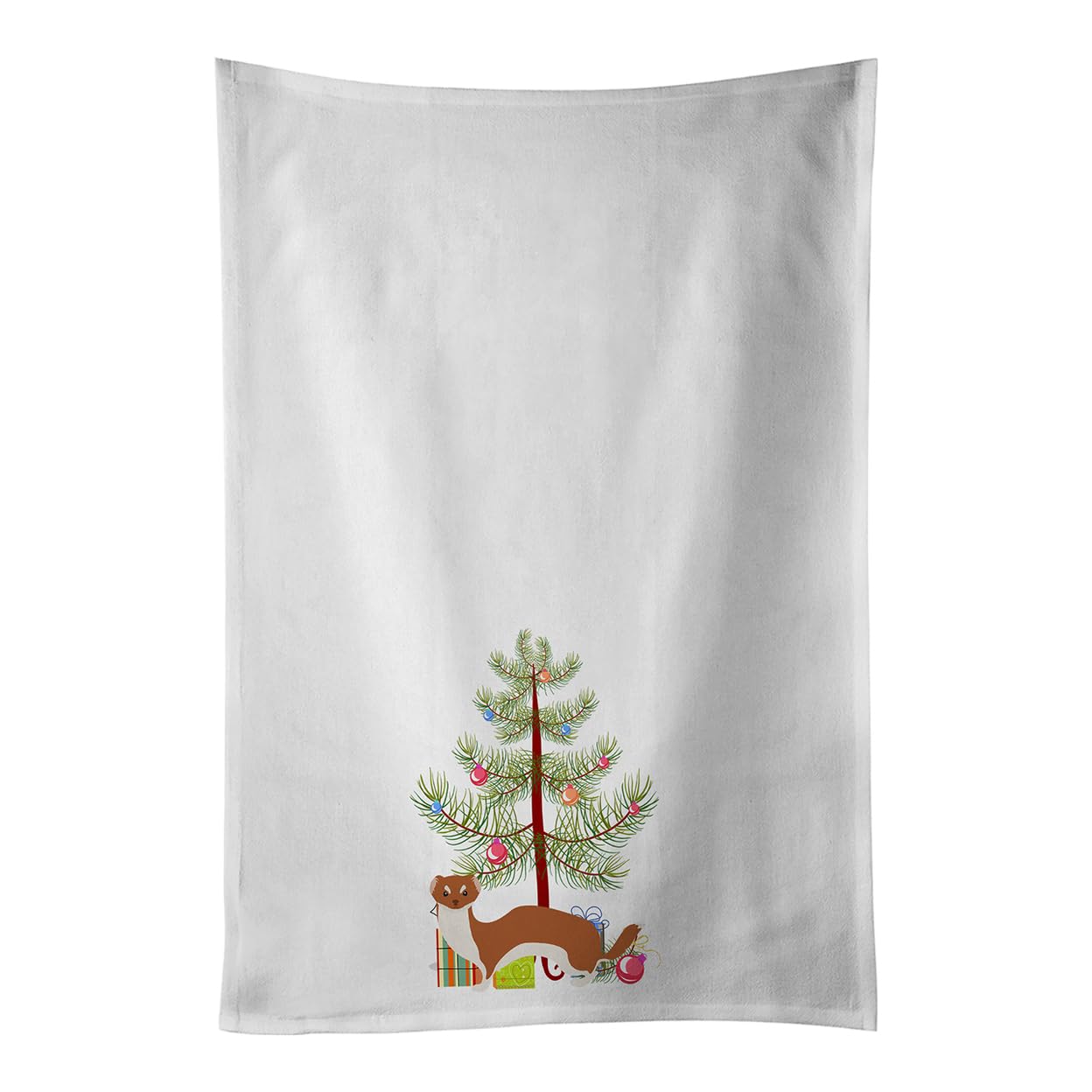 Weasel Christmas White Kitchen Towel Set of 2