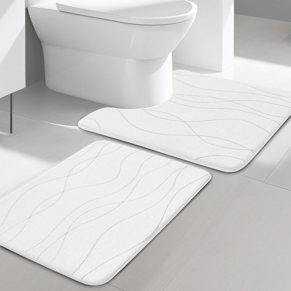 Yihouse Memory Foam Bathroom Rug Sets 2 Piece, Ultra Absorbent Bath Mat For Bathroom - Non-Slip Machine Washable & Dry Quickly,