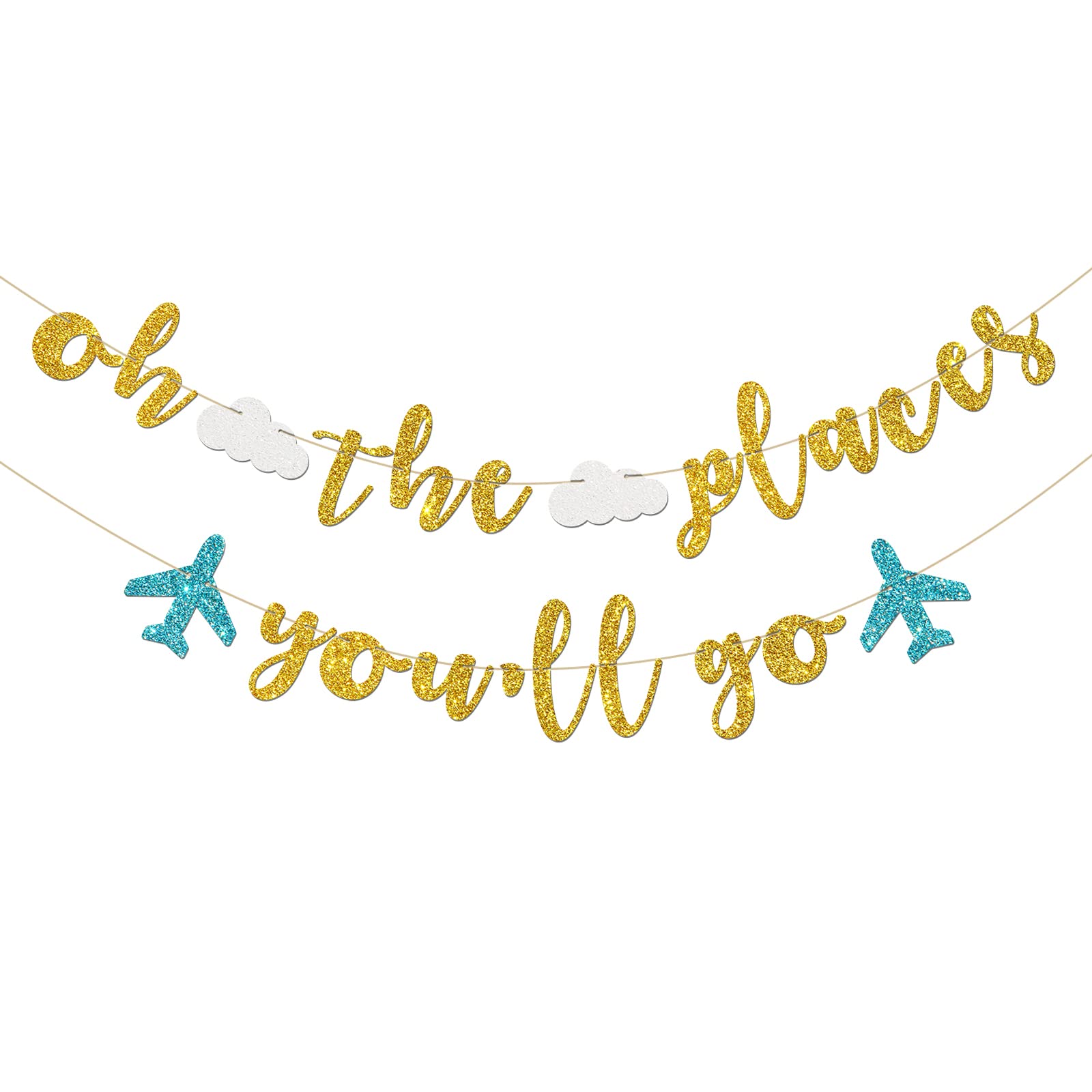 Innoru Oh The Places You'Ll Go Banner - Travel Theme Farewell Party Bunting Decor - Bon Voyage - Birthday Anniversary Graduation