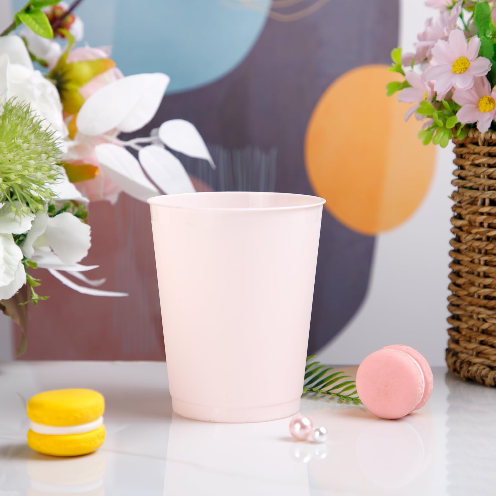 Liacere 16 Pcs Pink Plastic Cups 16Oz Plastic Cups Bachelorette Party Cups Pink Disposable Cups Bride Cups Perfect For Wedding &