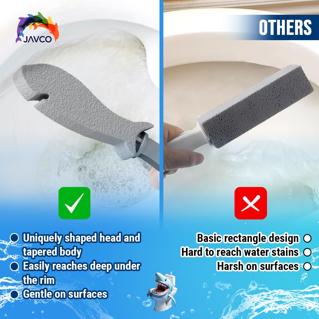 JAVCO Toilet Pumice Stone 2 Pack with Handle - Grey Cleaning Stones for Toilet Bowl