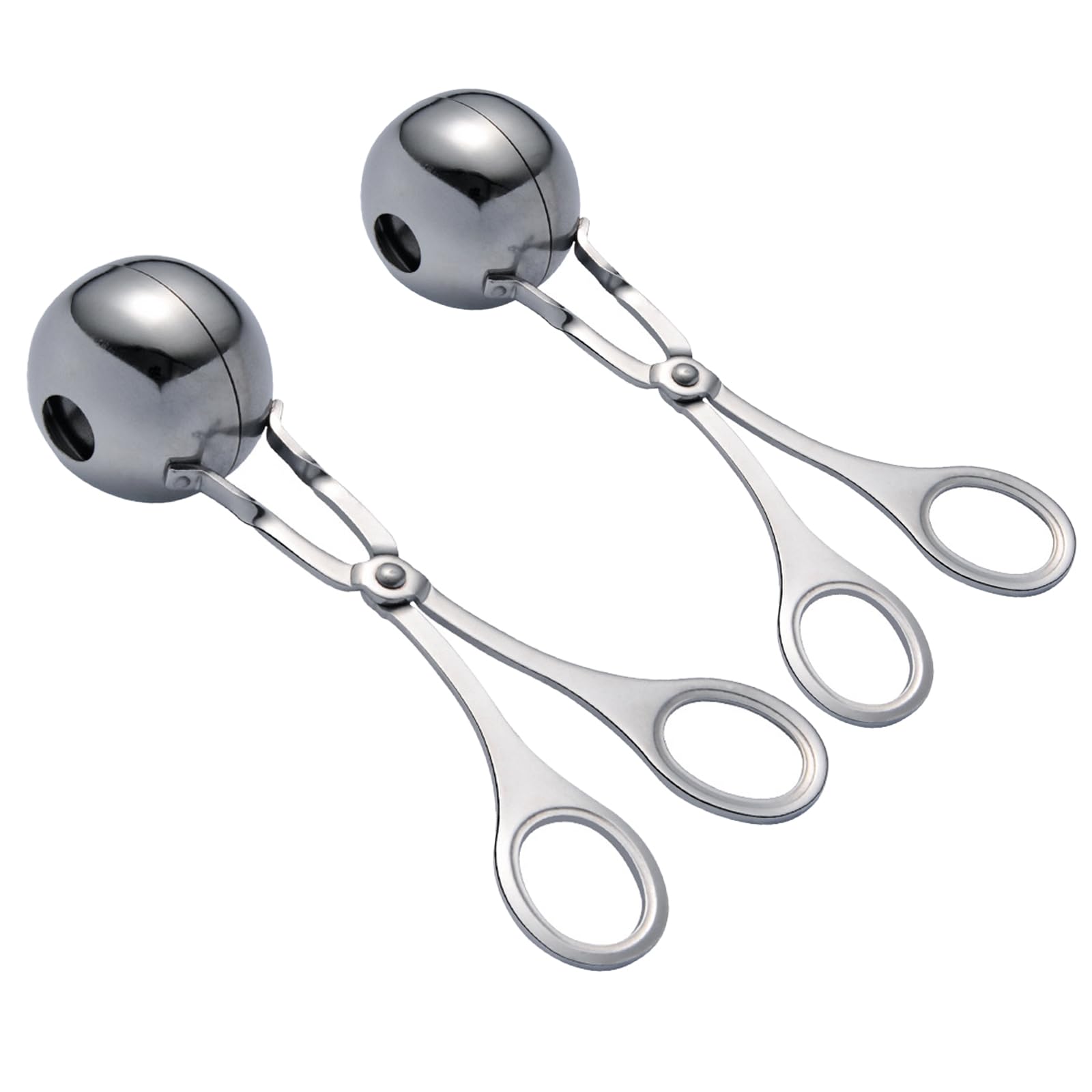 2Pcs Meat Baller Maker Stainless Steel Meatball Scoop Ball Maker None-Stick Meatball With Detachable Anti-Slip Handles Meat Ball