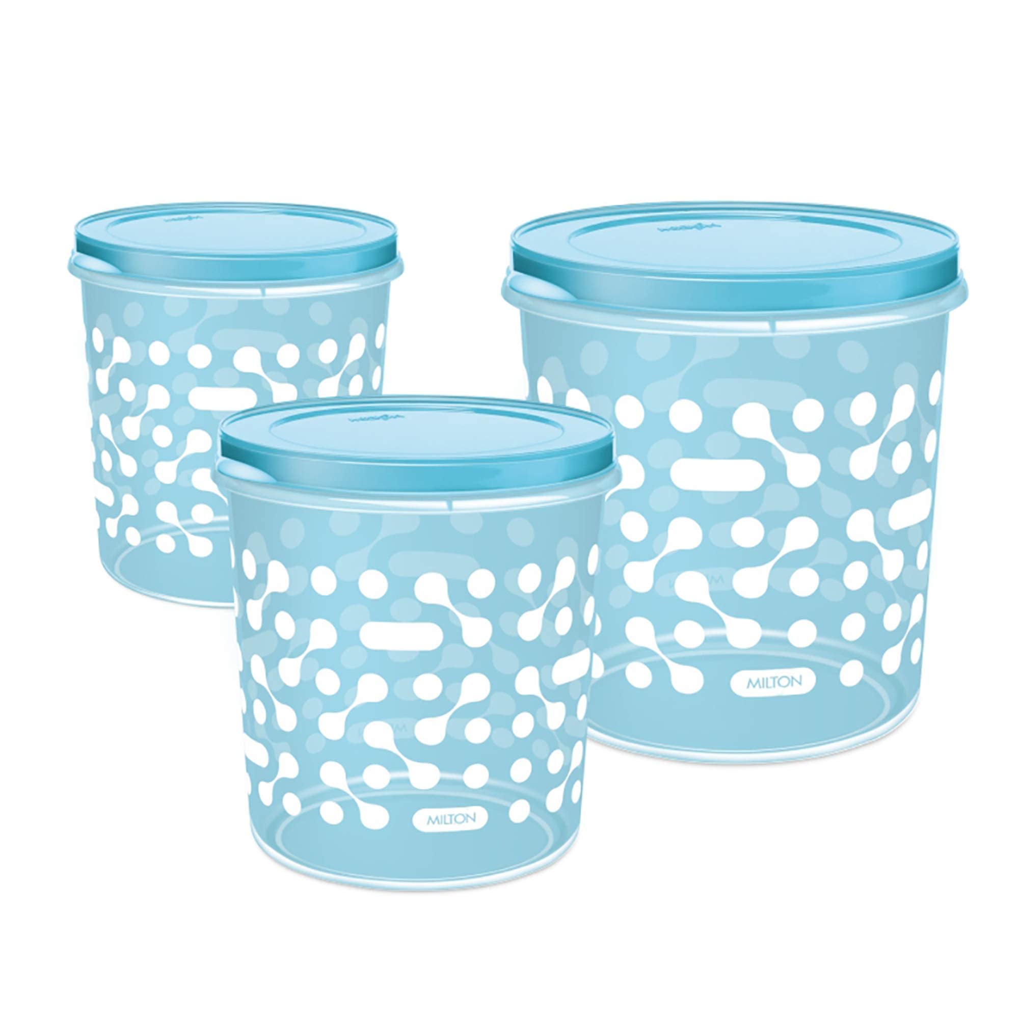 MILTON Storex Storage New Print Containers, Set Of 3, Blue  Plastic