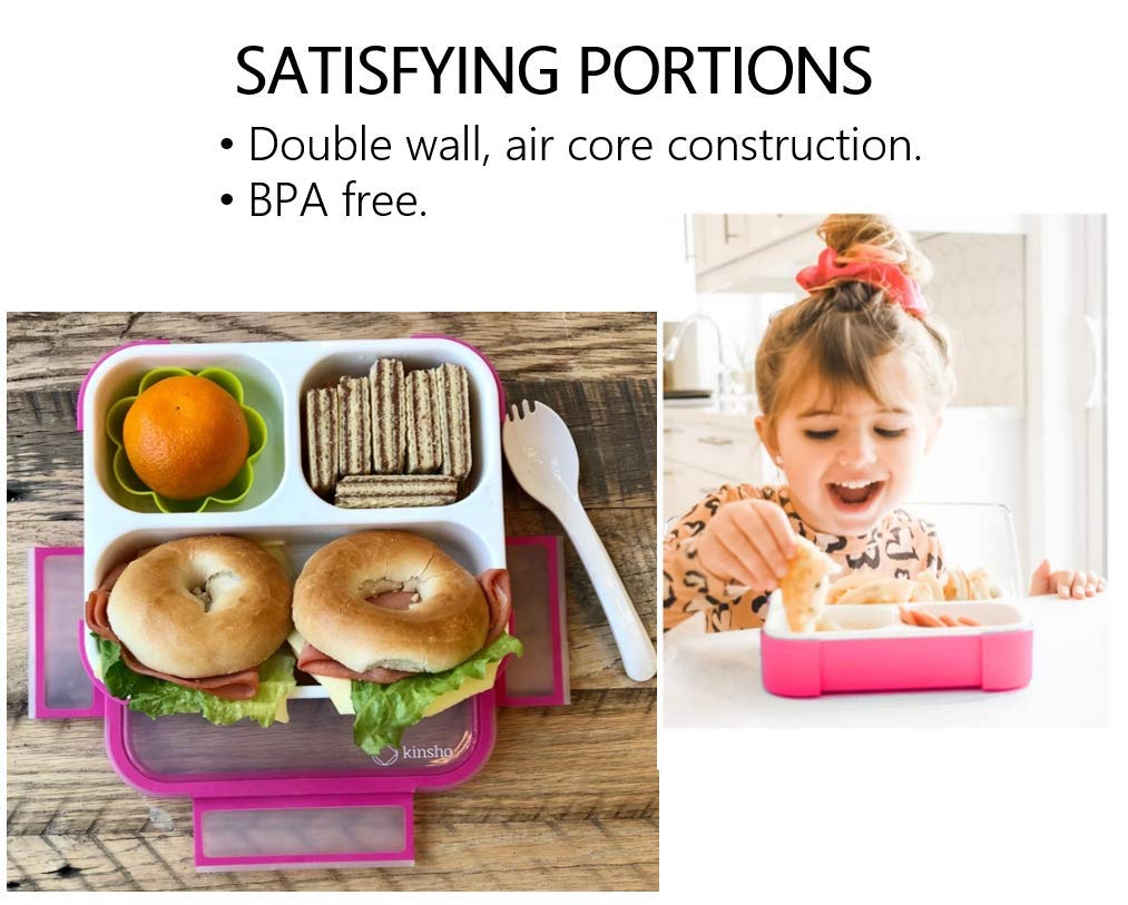 Bento Box for Kids  Toddler Lunch-Box for Small Boys Girls in School  Pre-School or Daycare  Leakproof 3 Compartment Containers for Portion Control Snacks for Adults  BPA Free. Medium Blue Pink 2 pack