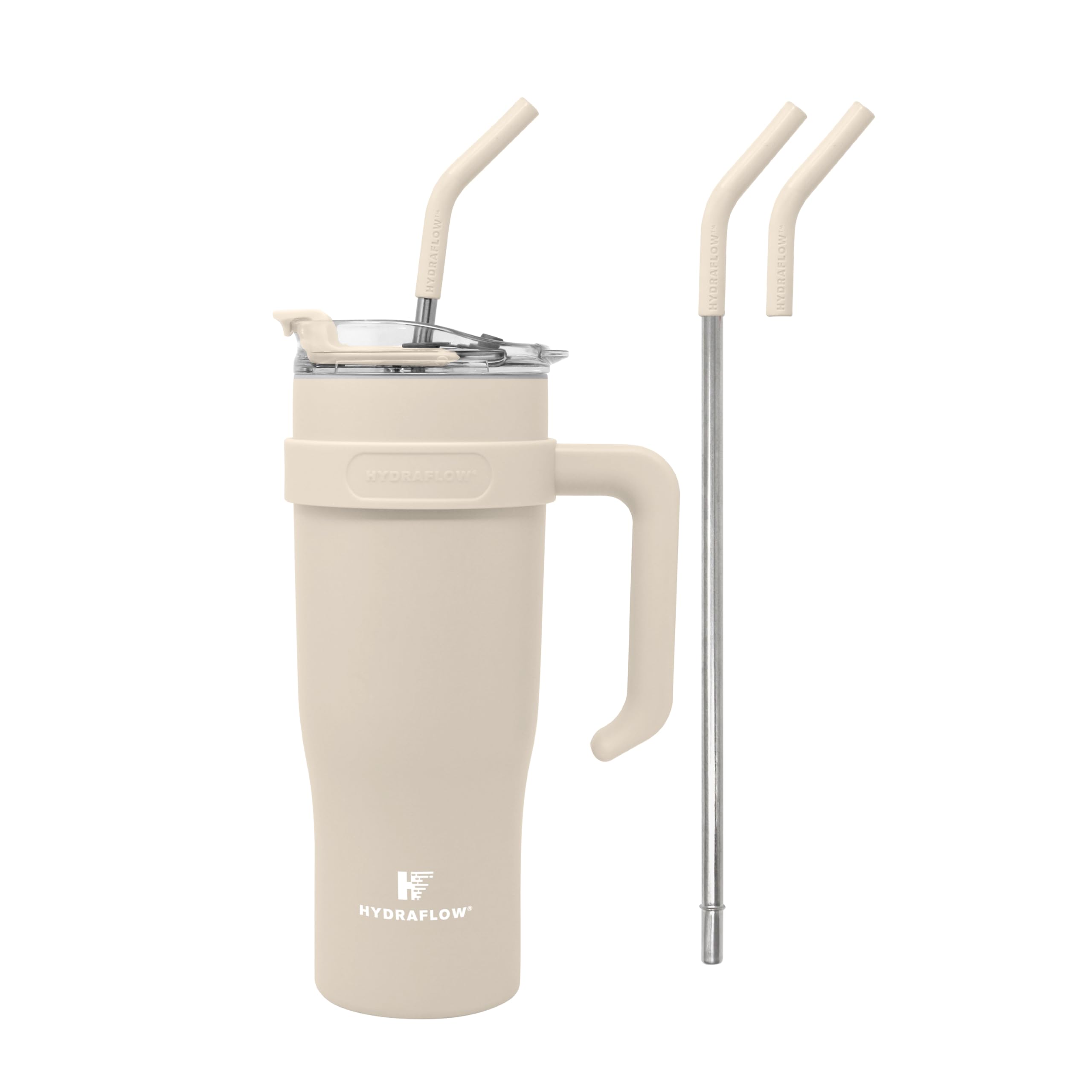 HYDRAFLOW Capri - 40oz Tumbler with Straw and Handle - Triple Wall Vacuum Insulated Tumbler - Insulated Smoothie Cup - Stainless