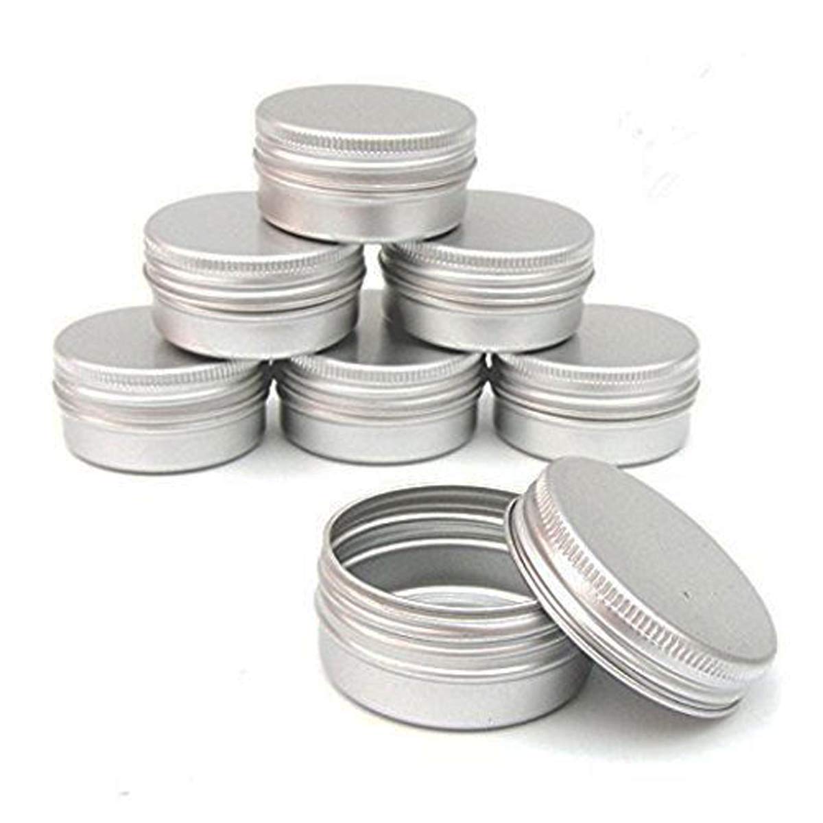 Ctkcom 2-Ounce Metal Tins Screw Top Flat Aluminum Silver Slide Round Tin Containers For Lip Balm,Crafts,Cosmetic,Candles,Travel