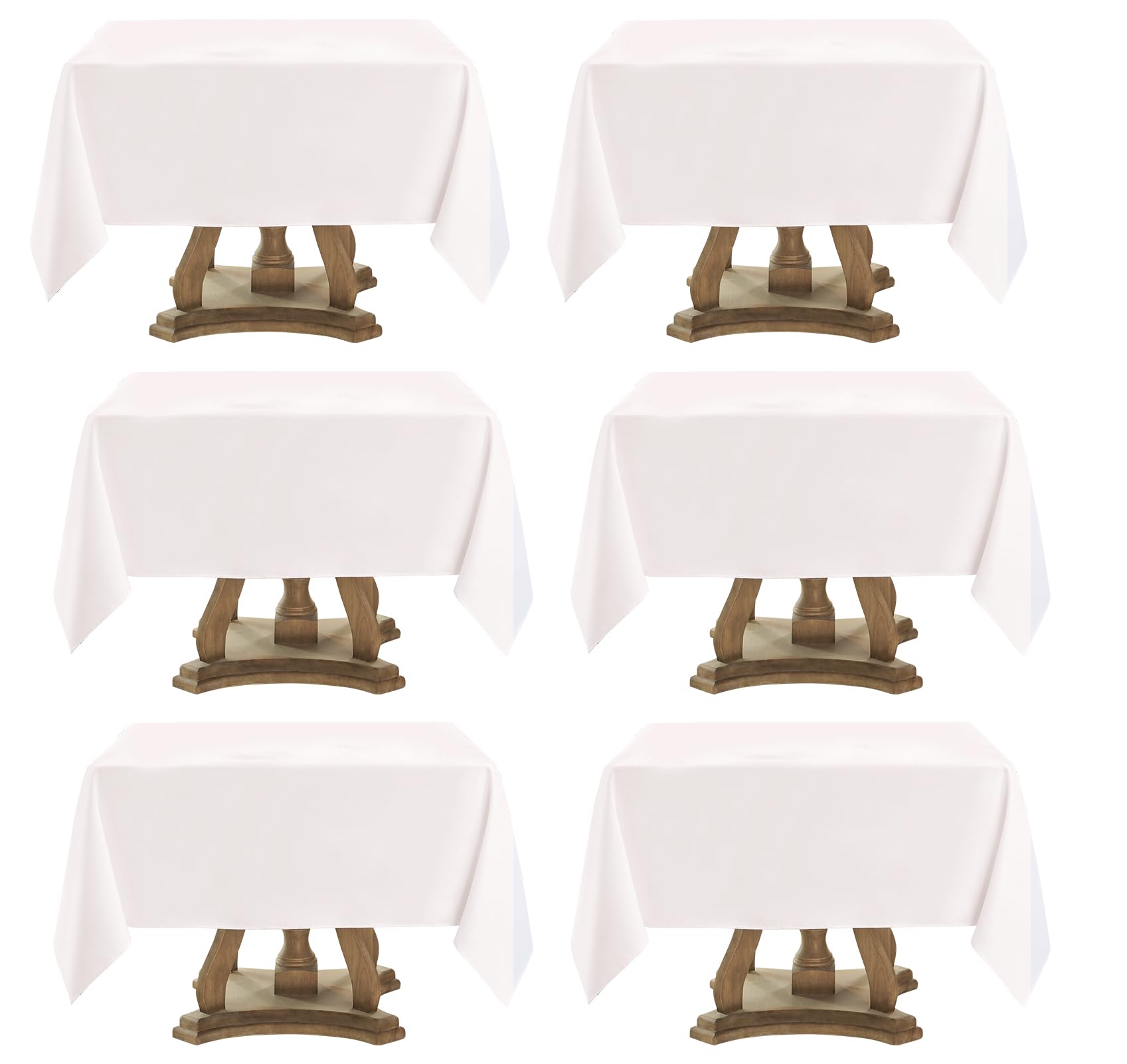 Aocoz Square Tablecloth 52 x 52 Inch White 6 Pack Tablecloths Stain-Wrinkle Resistant Washable Polyester Table Cloths for Holida