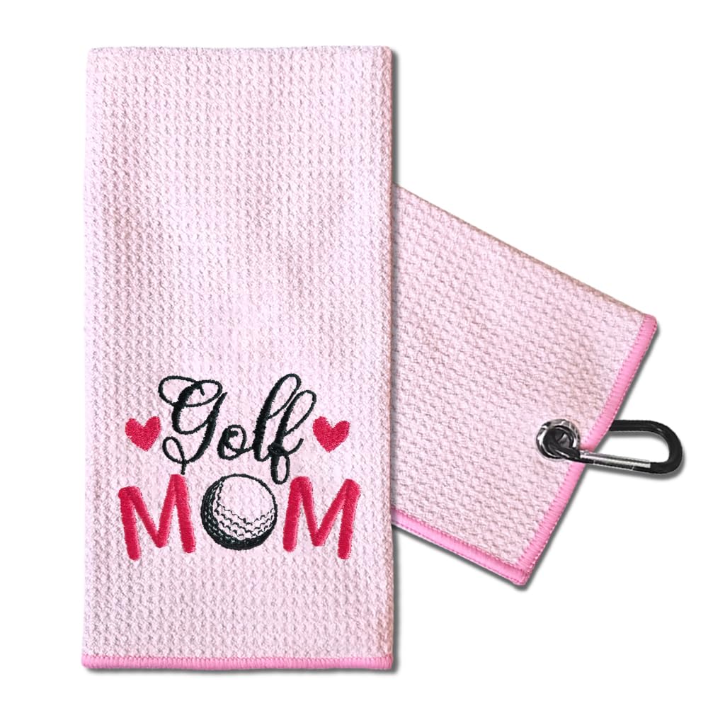 TOUNER Golf Mom Golfing Towels Embroidered Funny Ladies Golfer Gifts, Golfing Bag Towel Present, Ladies Golf Accessories for Ret