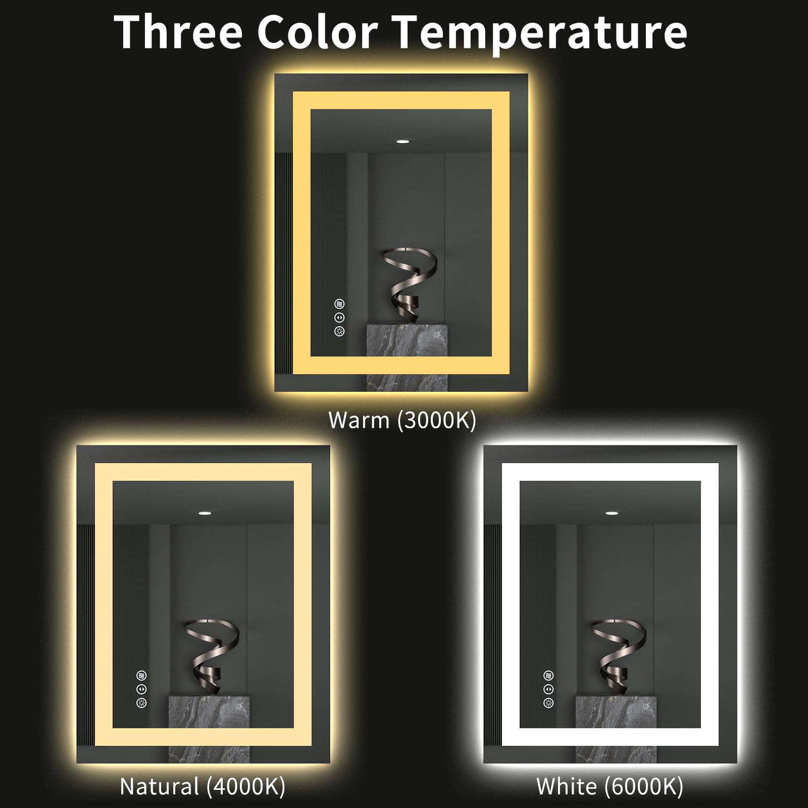 LOAAO 24''X30'' LED Bathroom Mirror with Lights  Anti-Fog  Dimmable  Backlit + Front Lit  Lighted Bathroom Vanity Mirror for Wall  Memory Function  Tempered Glass  ETL Listed