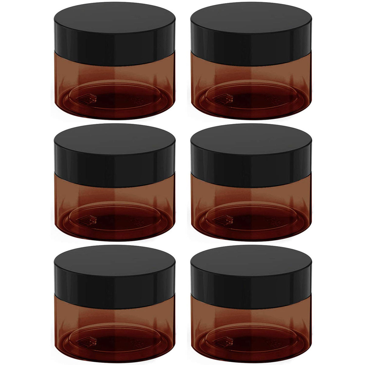 4 Oz Amber Plastic Cosmetic Jars Leak Proof Container With Black Lid For Cream, Lotion, Powder, Ointment, Beauty Products Etc, 6