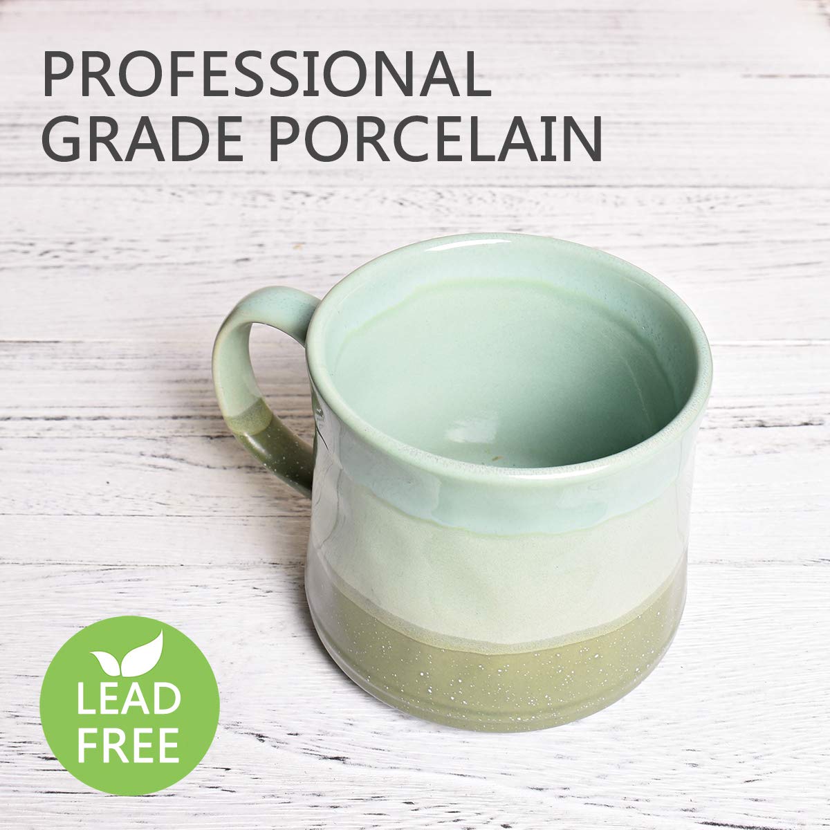 Bosmarlin Large ceramic coffee Mug, Big Tea cup, 7 colors to choose, 21 Oz, Dishwasher and Microwave Safe, 1 PcS (green)